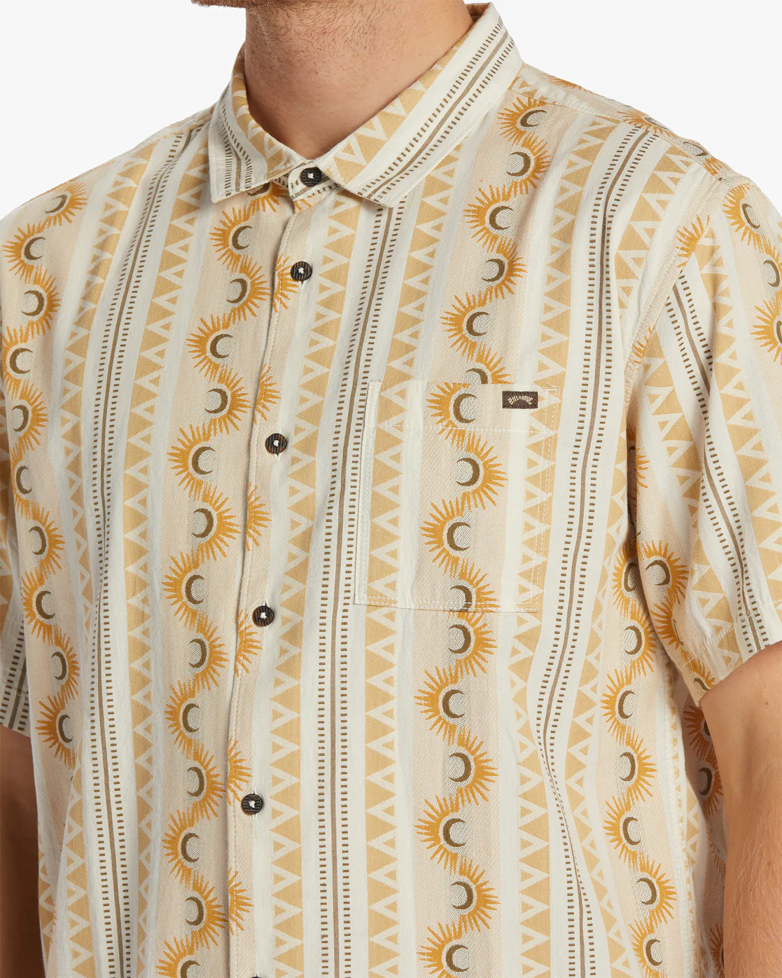 Billabong Sundays Jacquard Short Sleeve Shirt - Stone -Biliabong Outlet