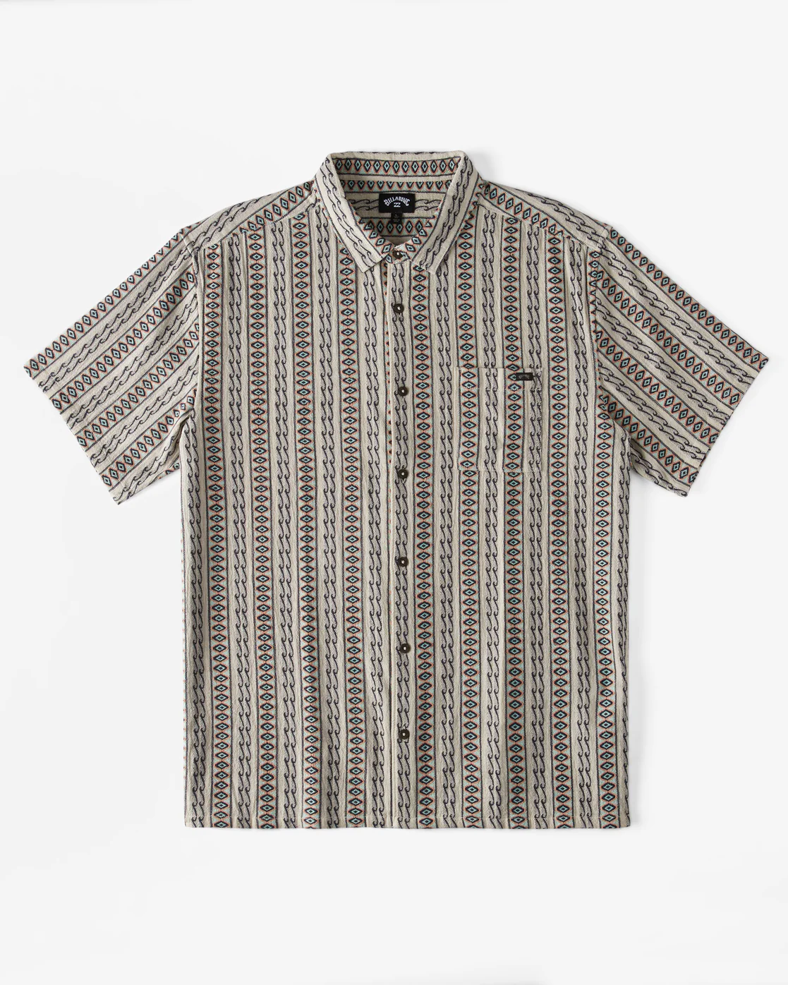 Billabong Sundays Jacquard Short Sleeve Shirt - Oat -Biliabong Outlet