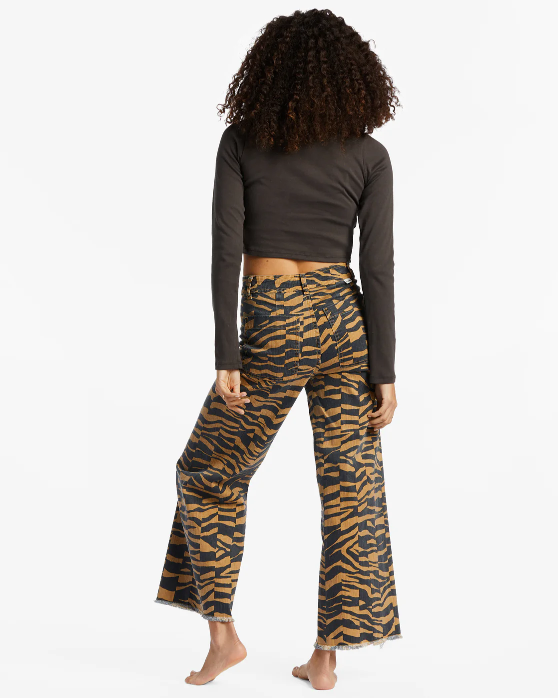Billabong Free Fall Print Wide Leg Pants - Cosmic Khaki -Biliabong Outlet