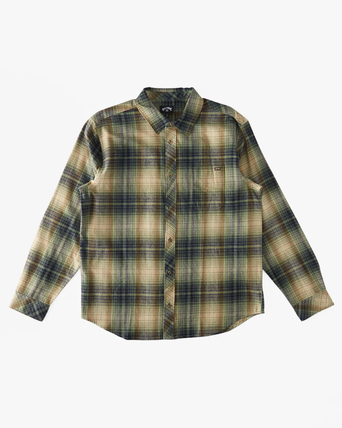 Billabong Coastline Flannel Long Sleeve Shirt - Sage -Biliabong Outlet