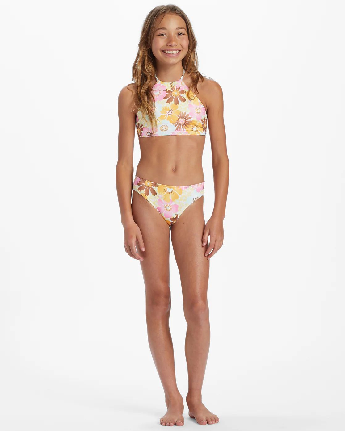 Billabong Girls Flower Power Rev High Neck Set Bikini Set - Multi -Biliabong Outlet