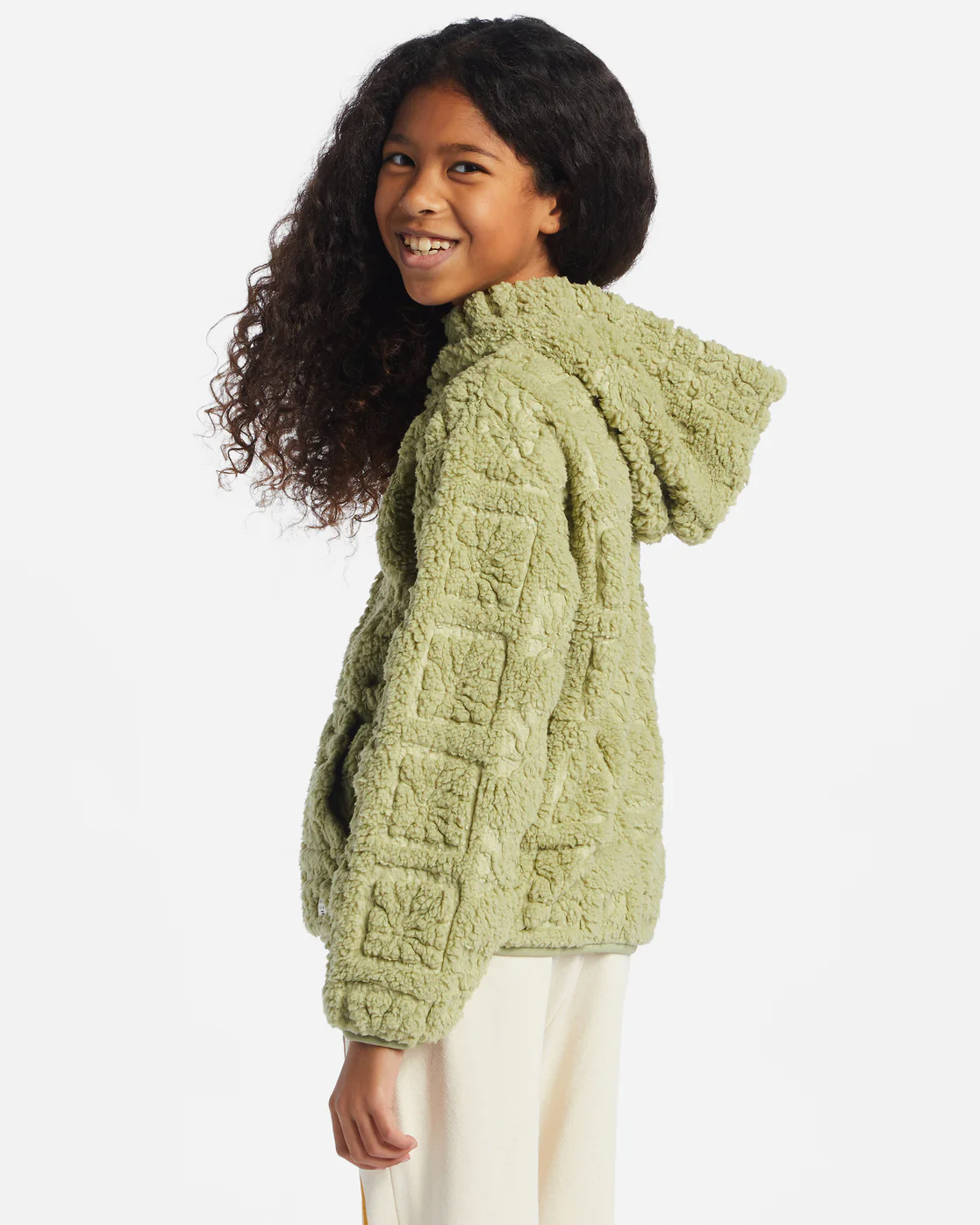 Billabong Girls Just In Time Half-Zip Pullover Sweatshirt - Avocado -Biliabong Outlet