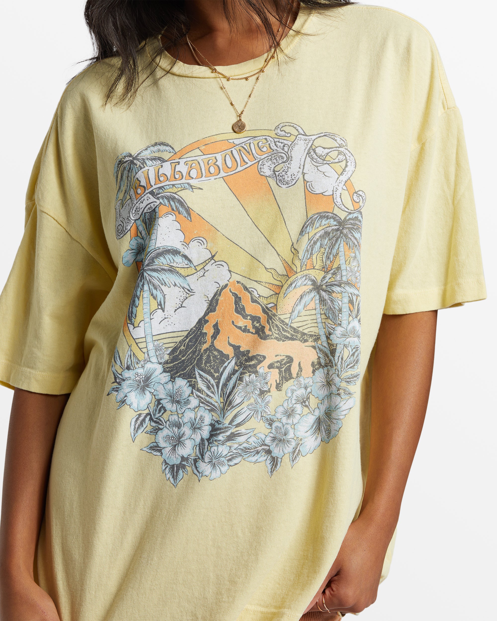 Billabong Break Of The Day Oversized T-Shirt - Mellow Yellow -Biliabong Outlet