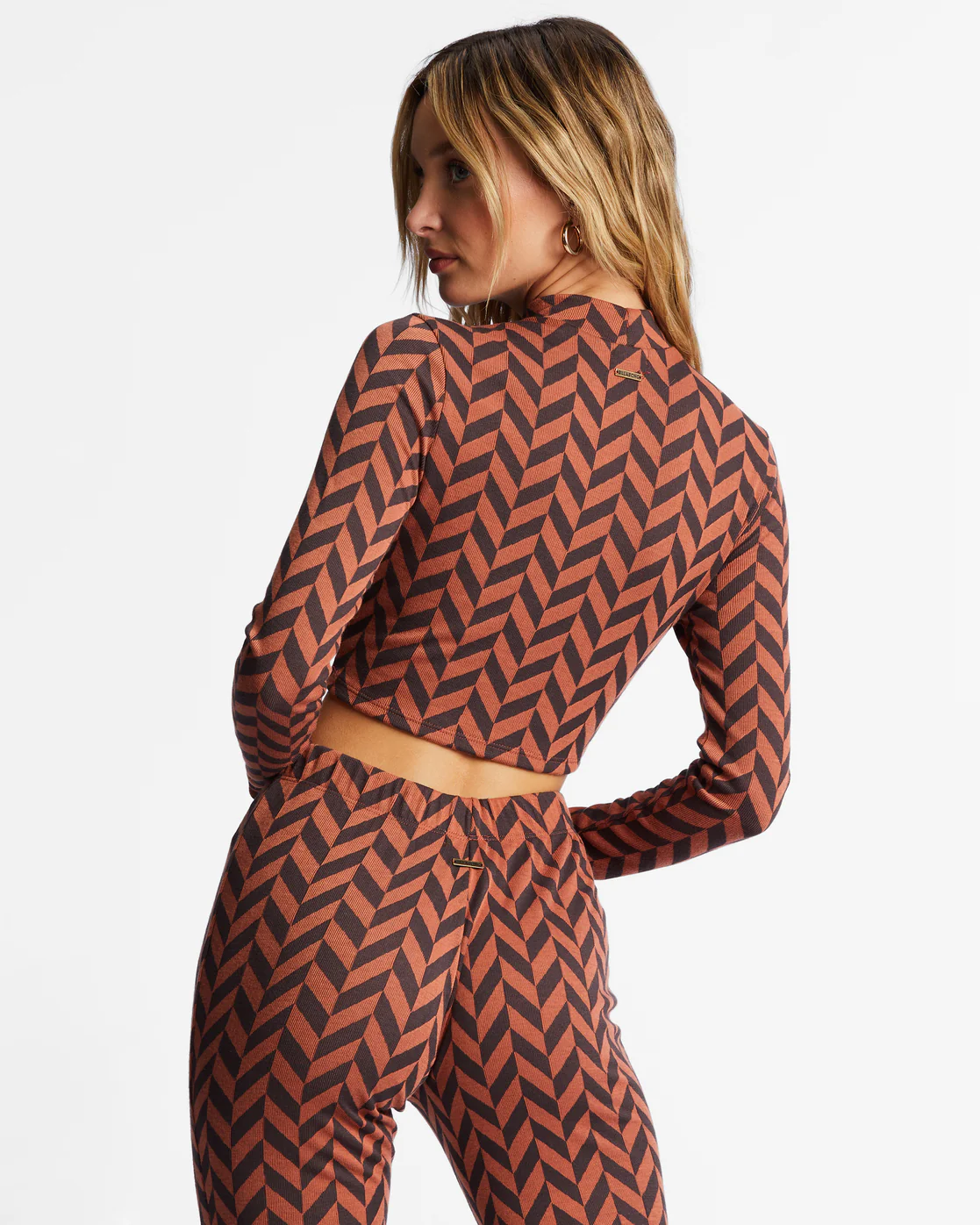 Billabong New Heights Long Sleeve Mock Neck Top - Brick -Biliabong Outlet