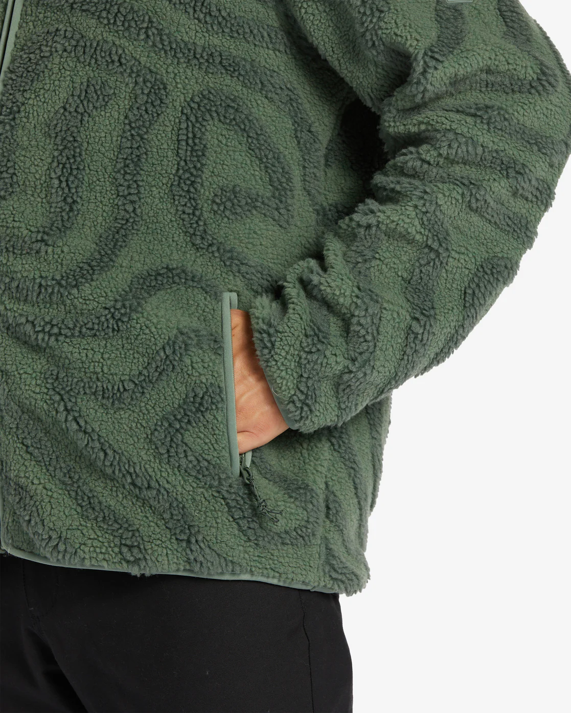 Billabong Boundary Switchback Zip-Up Sherpa Fleece - Sage -Biliabong Outlet