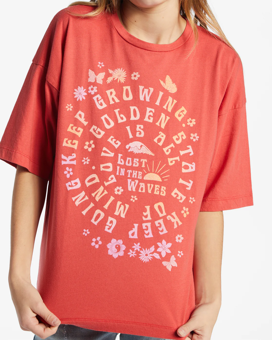 Billabong Girls Good Vibes T-Shirt - Red Rock -Biliabong Outlet