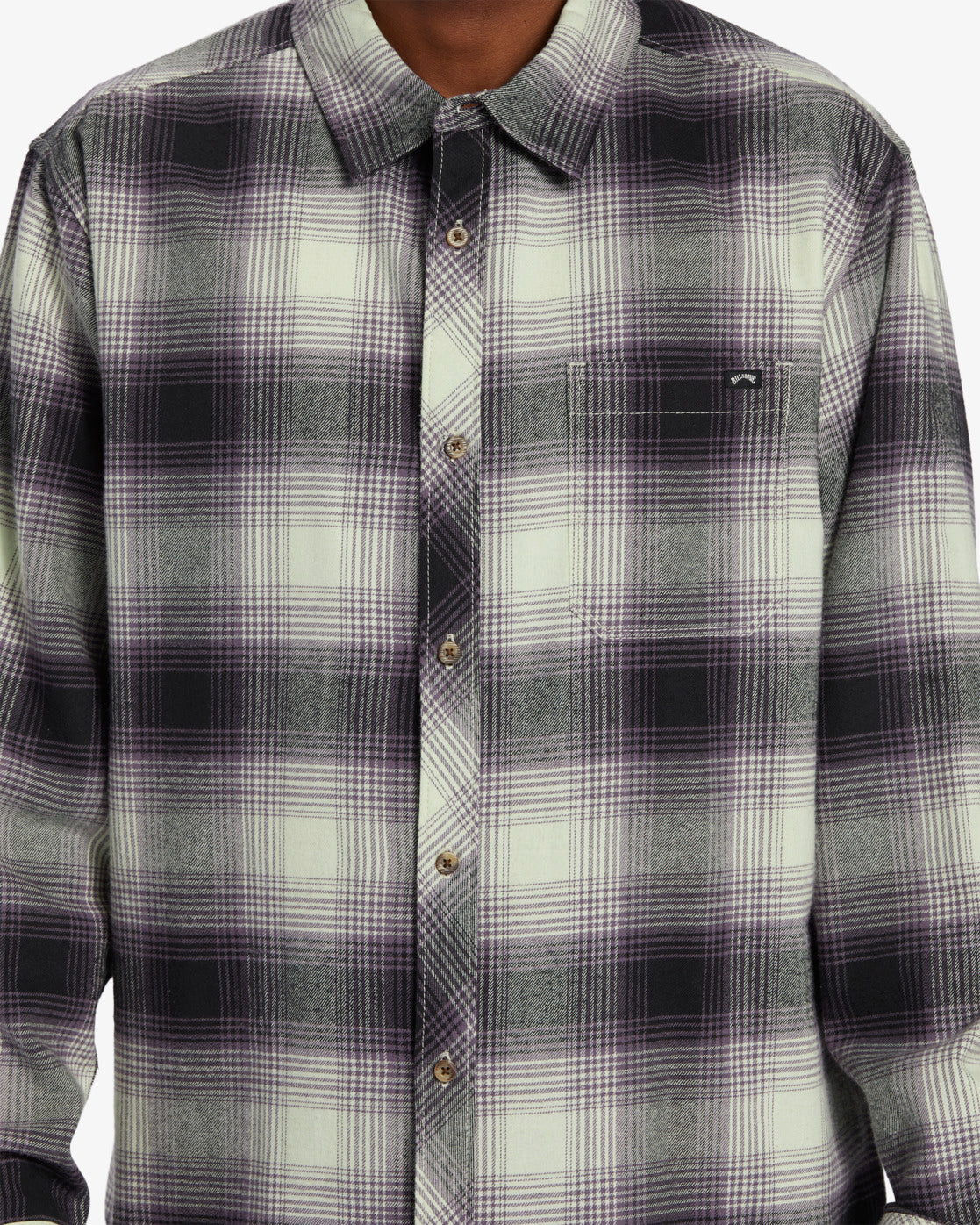 Billabong Coastline Flannel Long Sleeve Shirt - Mint Cream -Biliabong Outlet