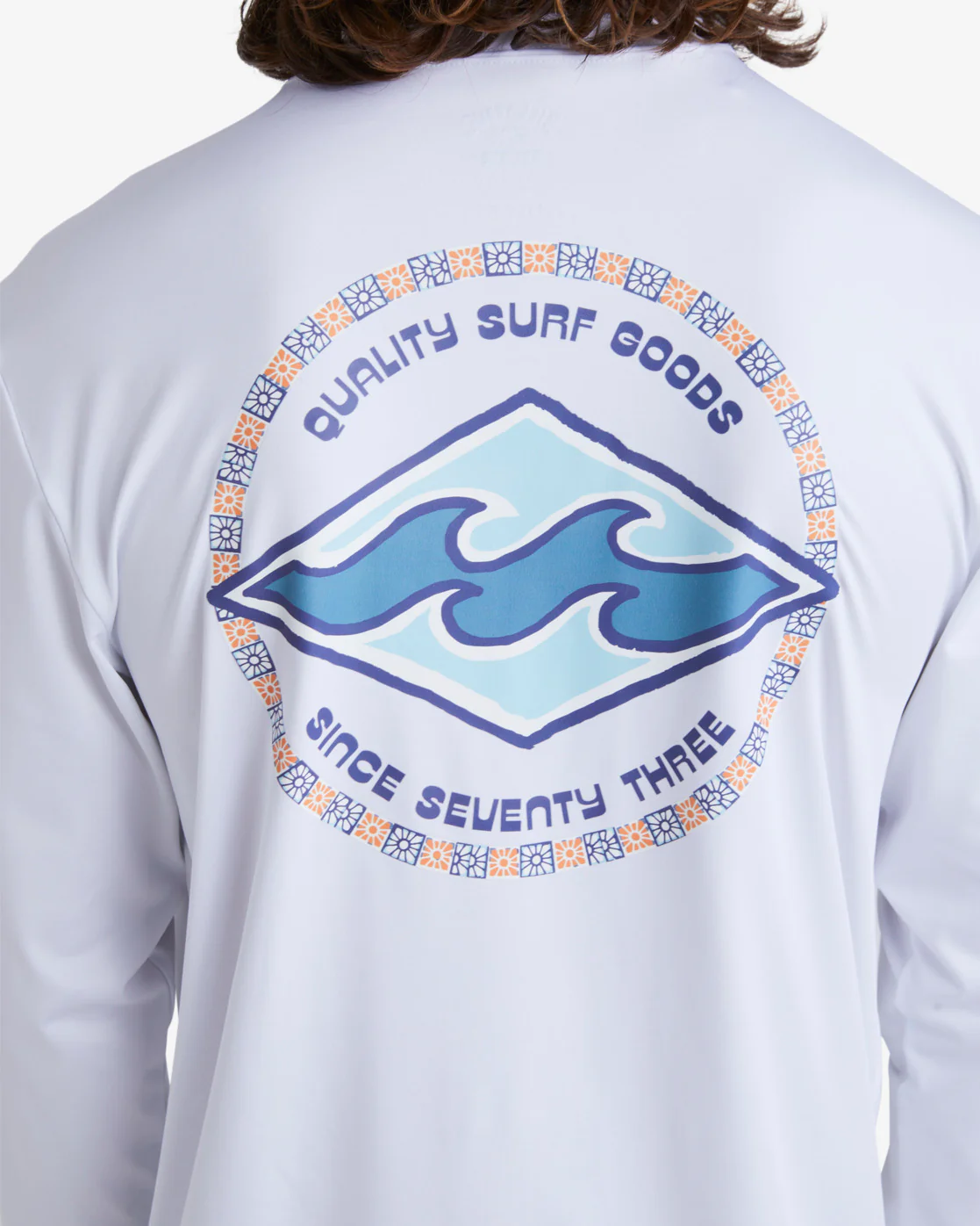Billabong Rotor Diamond Loose Fit Long Sleeve Surf Tee - White -Biliabong Outlet
