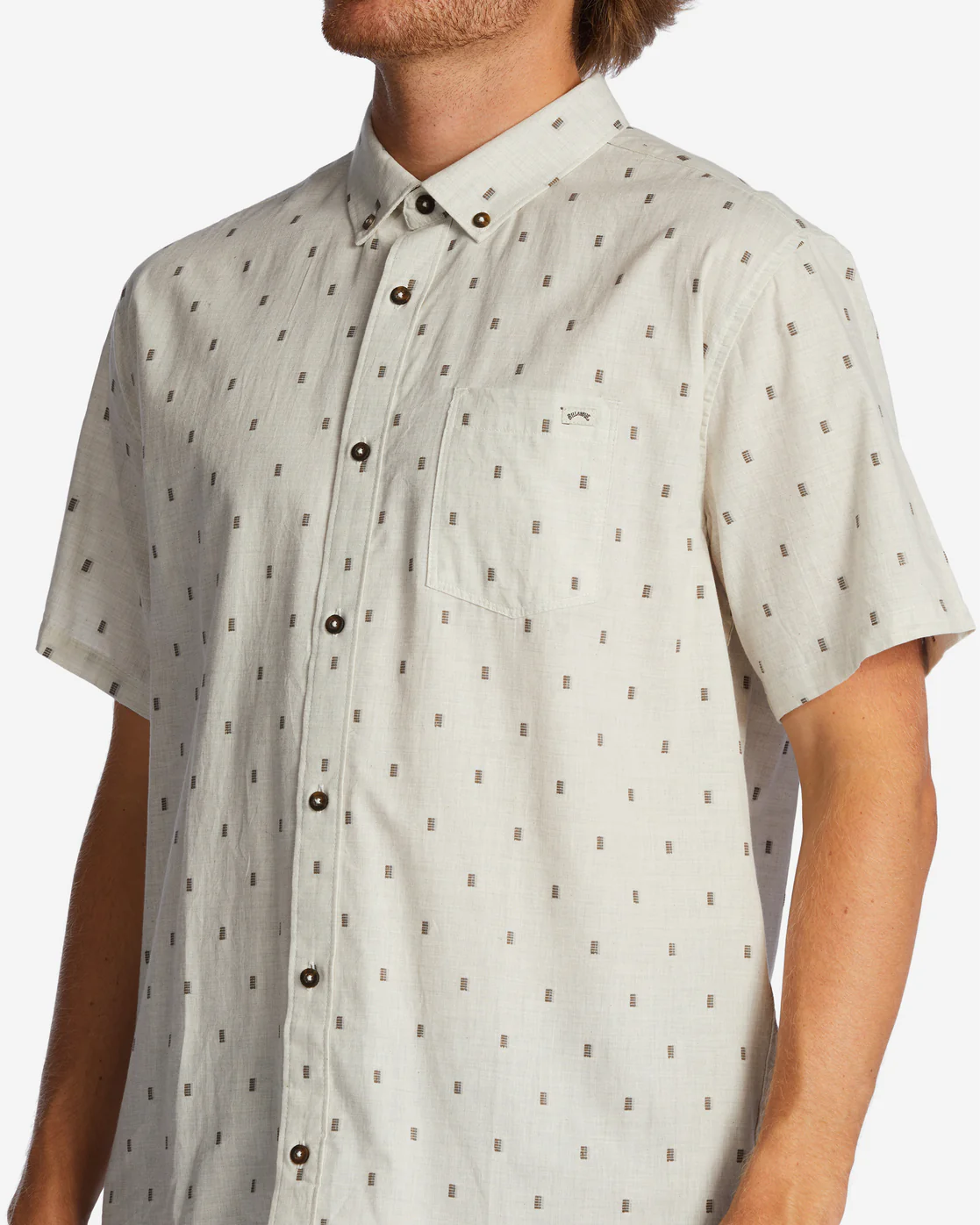 Billabong All Day Jacquard Short Sleeve Shirt - Cream -Biliabong Outlet