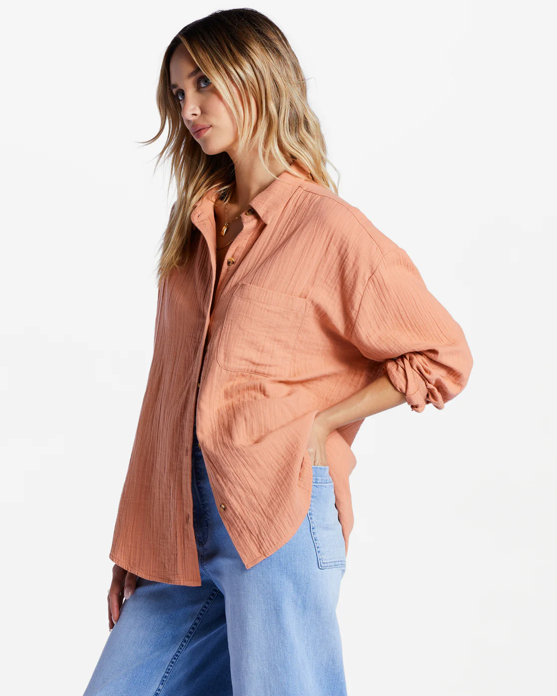 Billabong Right On Long Sleeve Shirt - Rose Dawn -Biliabong Outlet