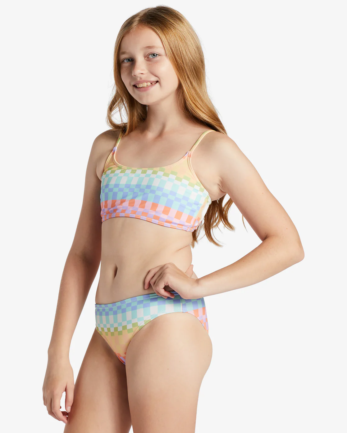 Billabong Girls Paradise Check Two Piece Trilet Bikini Set - Multi -Biliabong Outlet