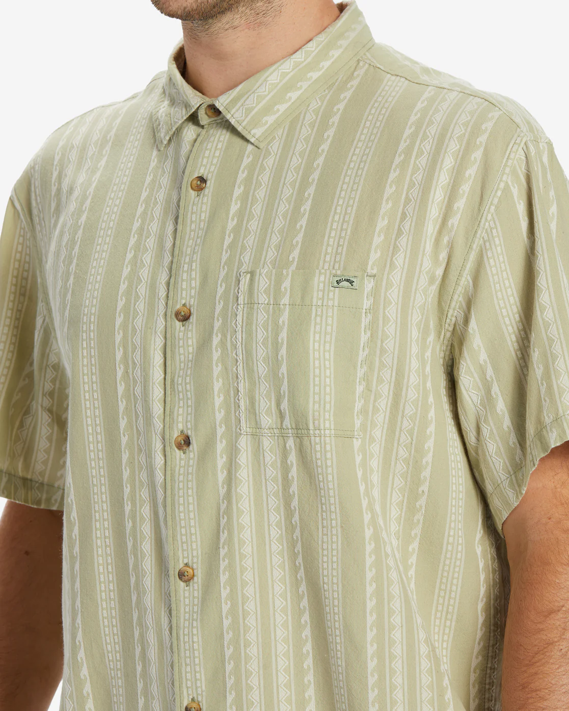 Billabong Sundays Jacquard Short Sleeve Shirt - Sage -Biliabong Outlet