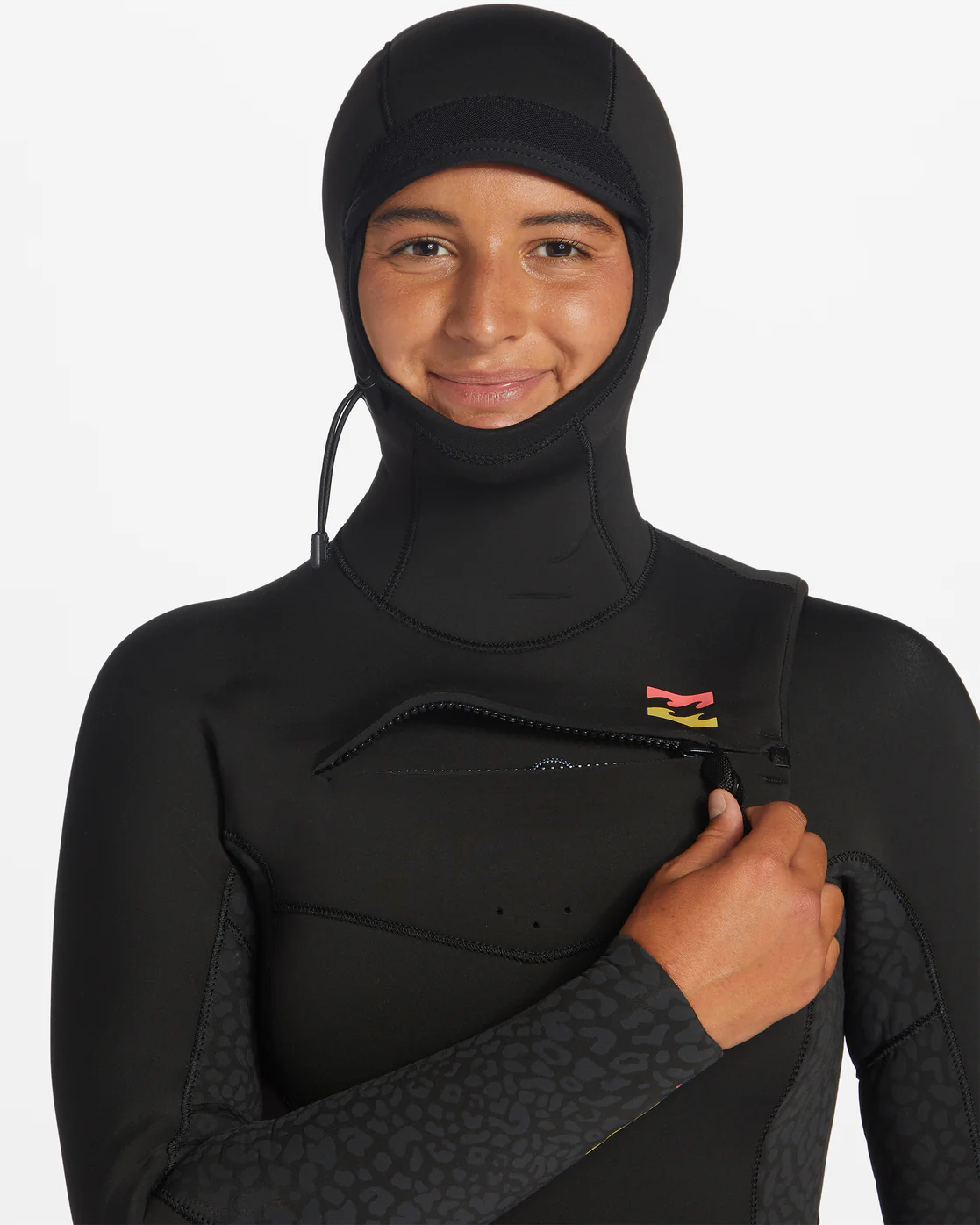 Billabong 5/4 Synergy Hooded Chest Zip Full Wetsuit - Wild Black -Biliabong Outlet