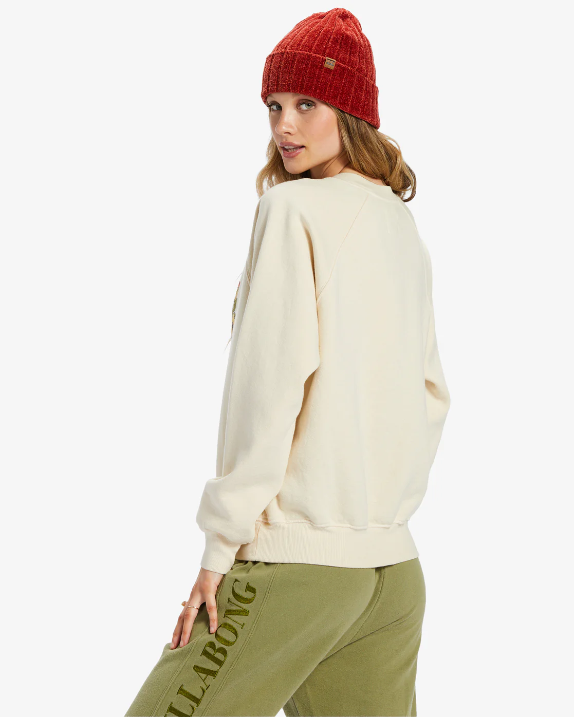 Billabong Here We Go Graphic Crewneck Sweatshirt - White Cap -Biliabong Outlet