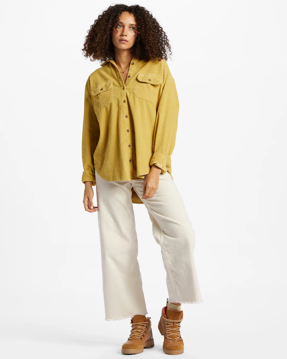 Billabong So Stoked Cord Long Sleeve Top - Kiwi -Biliabong Outlet