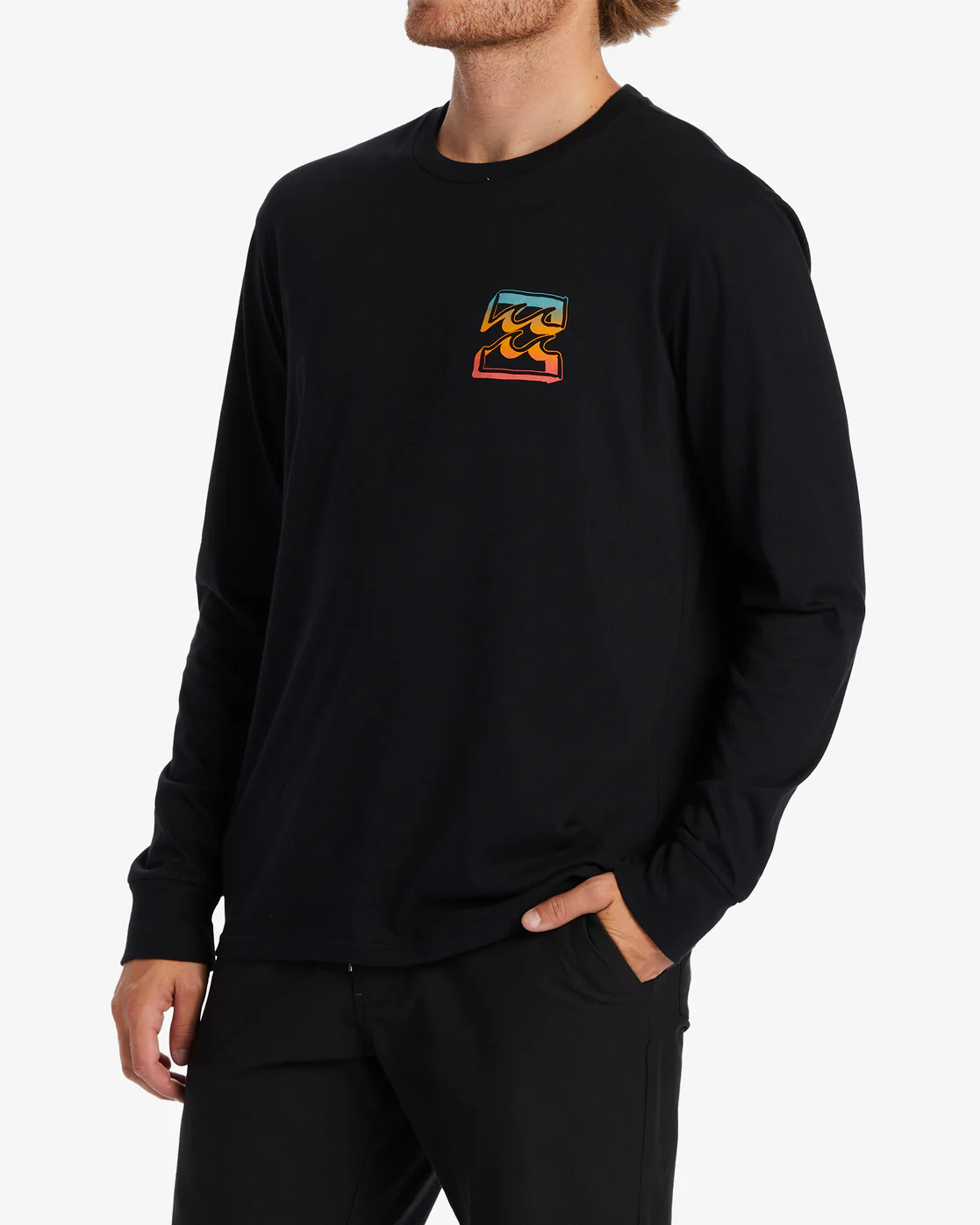Billabong Crayon Wave Long Sleeve T-Shirt - Black -Biliabong Outlet