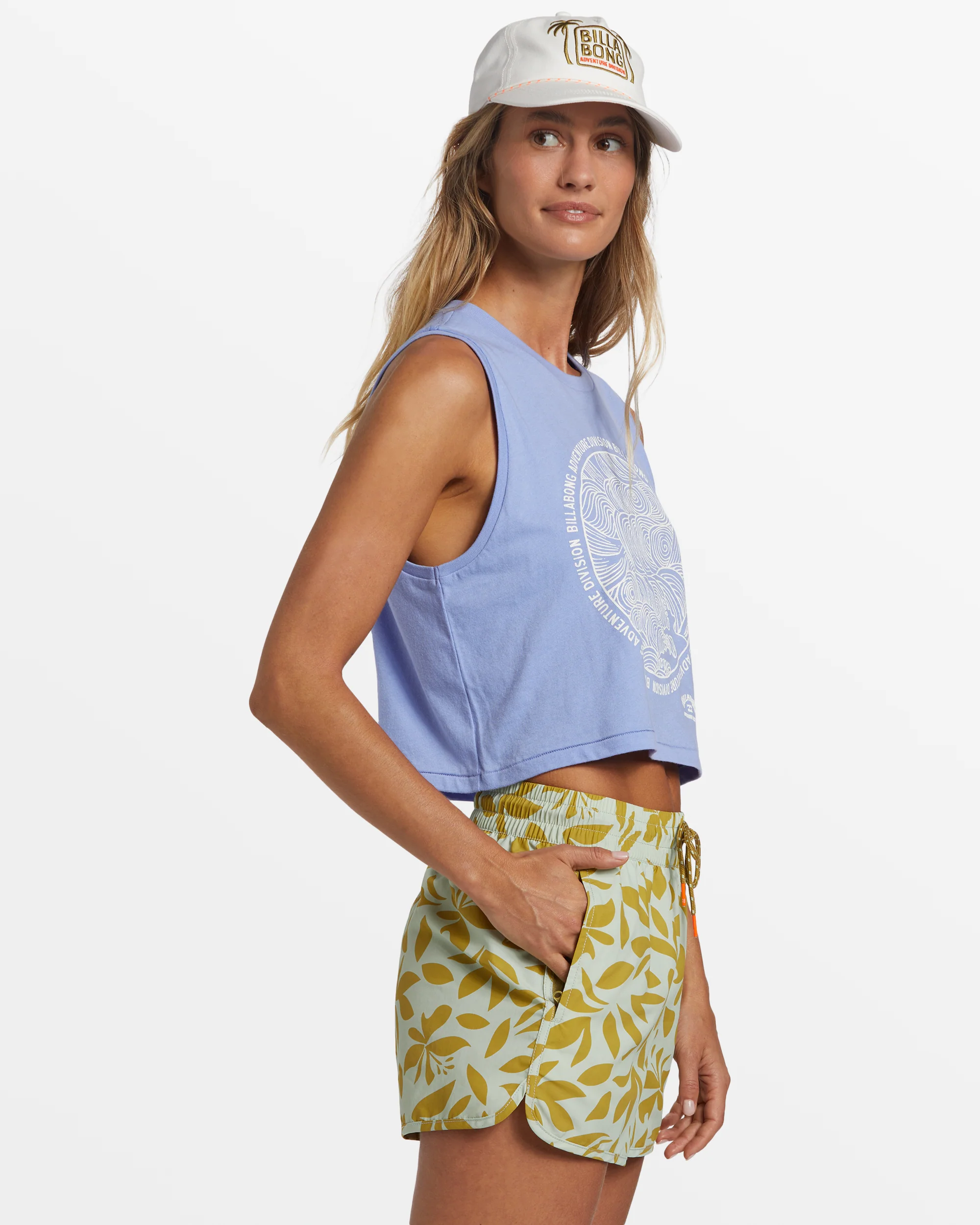 Billabong A/Div Cropped Muscle Tank Top - Cosmic Blue -Biliabong Outlet