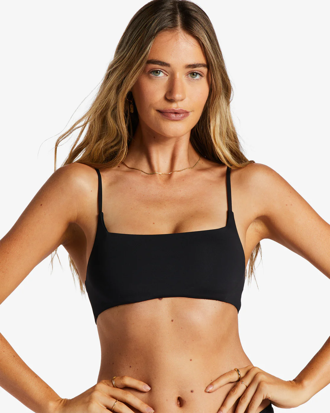 Billabong Sol Searcher Zoe Crop Bikini Top - Black Pebble -Biliabong Outlet