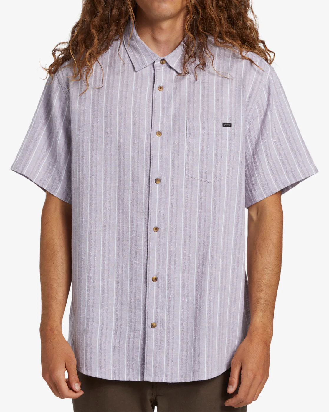 Billabong All Day Stripe Short Sleeve Woven Shirt - Grey Violet -Biliabong Outlet