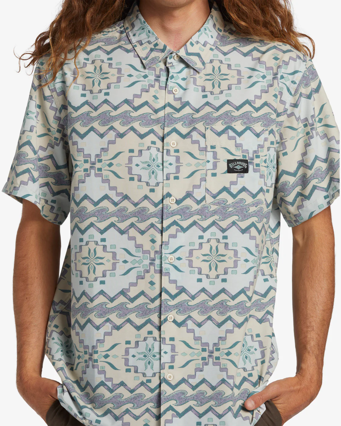 Billabong Surftrek Trail Short Sleeve Woven Shirt - Seafoam -Biliabong Outlet