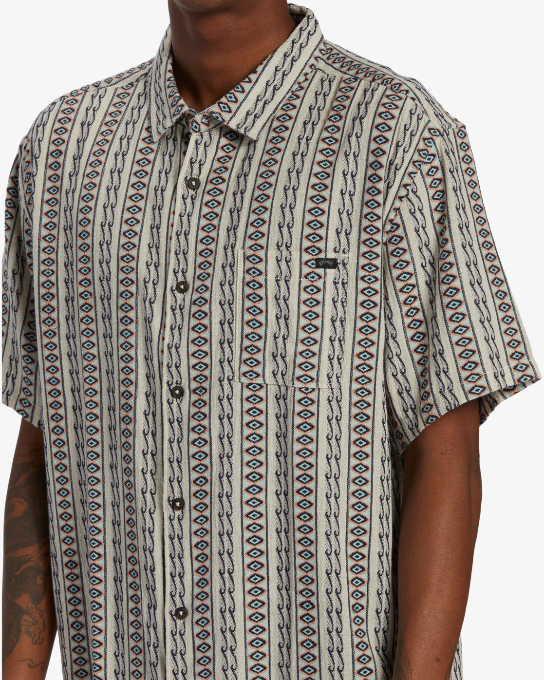 Billabong Sundays Jacquard Short Sleeve Shirt - Oat -Biliabong Outlet