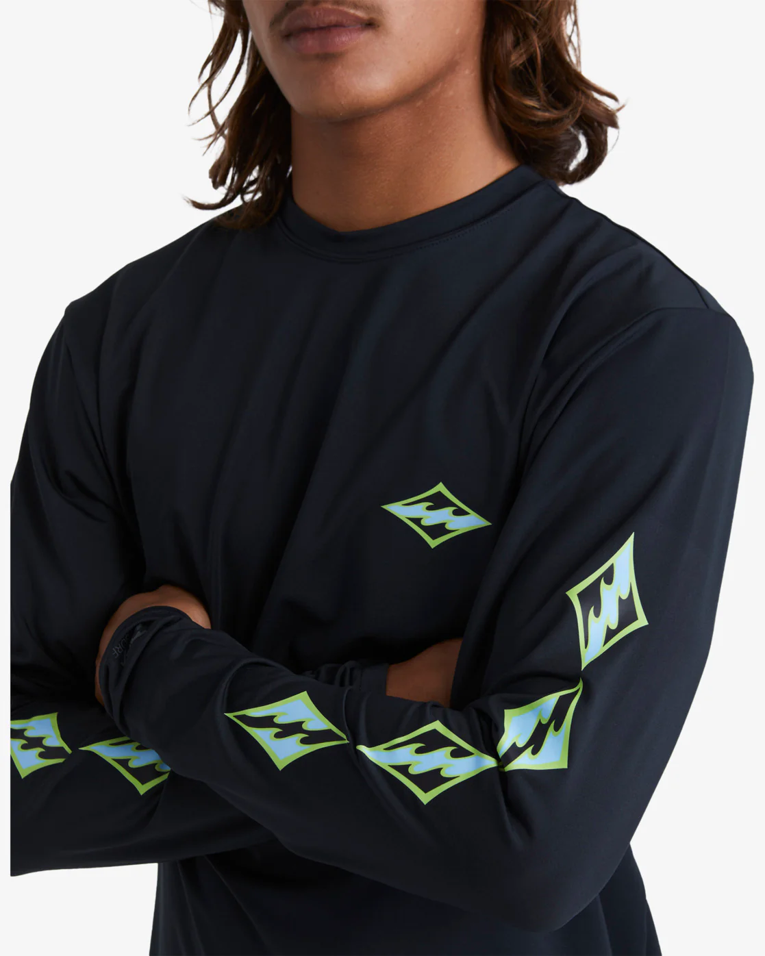 Billabong D-Bah Loose Fit Long Sleeve Surf Tee - Black -Biliabong Outlet