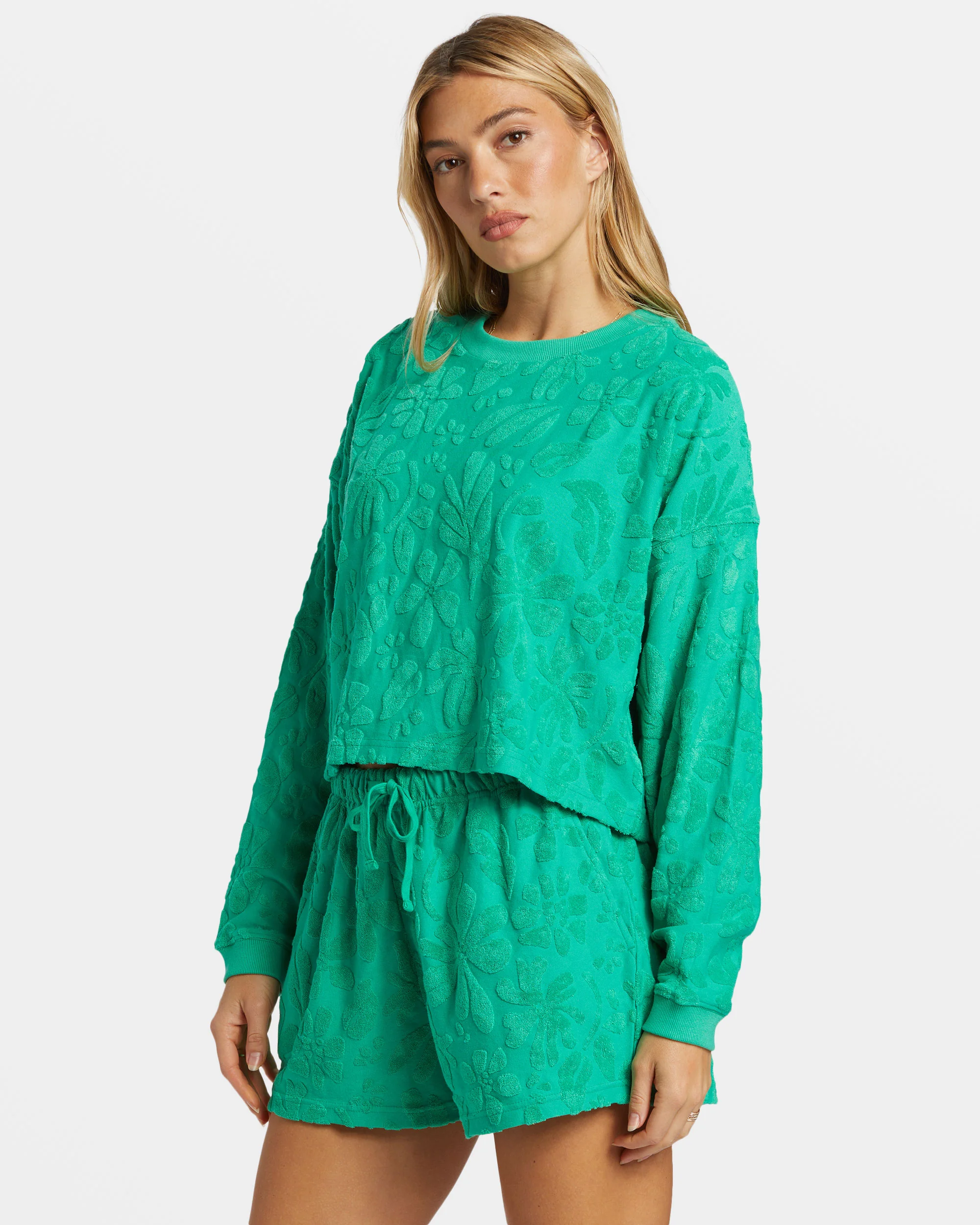 Billabong Loosen Up Crew Neck Sweatshirt - Tropical Green -Biliabong Outlet