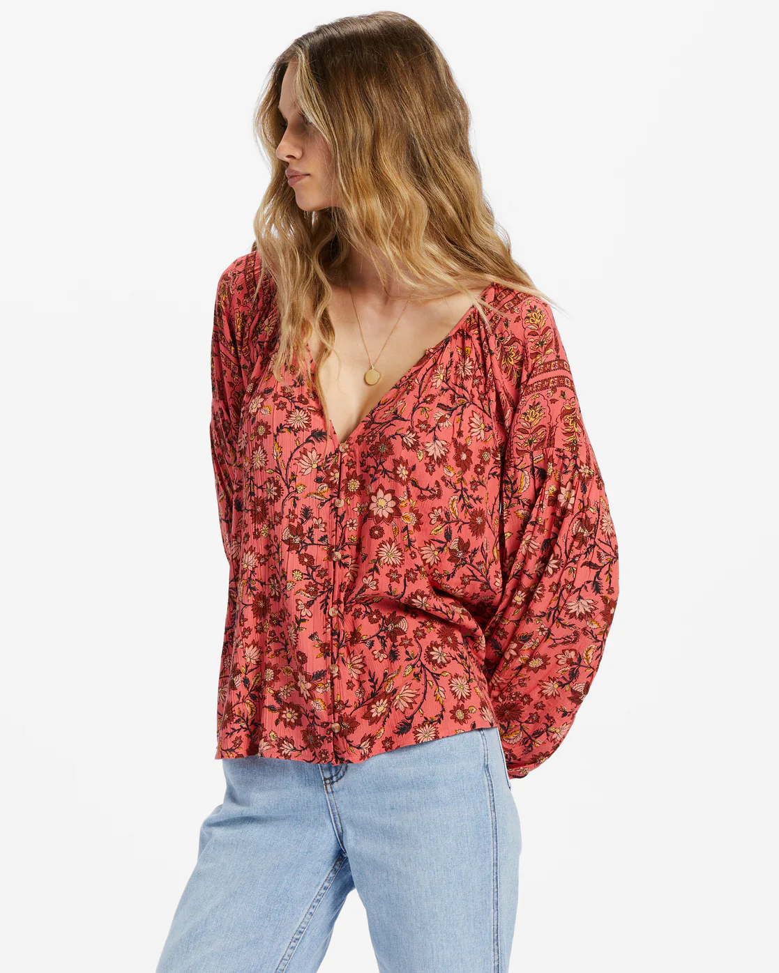 Billabong Shes A Dreamer Woven Shirt - Hibiscus -Biliabong Outlet