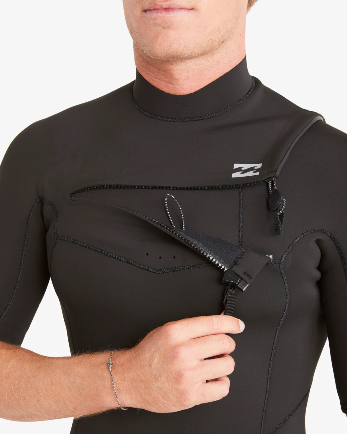 Billabong 2/2mm Absolute Short Sleeve Chest Zip Springsuit - Black -Biliabong Outlet