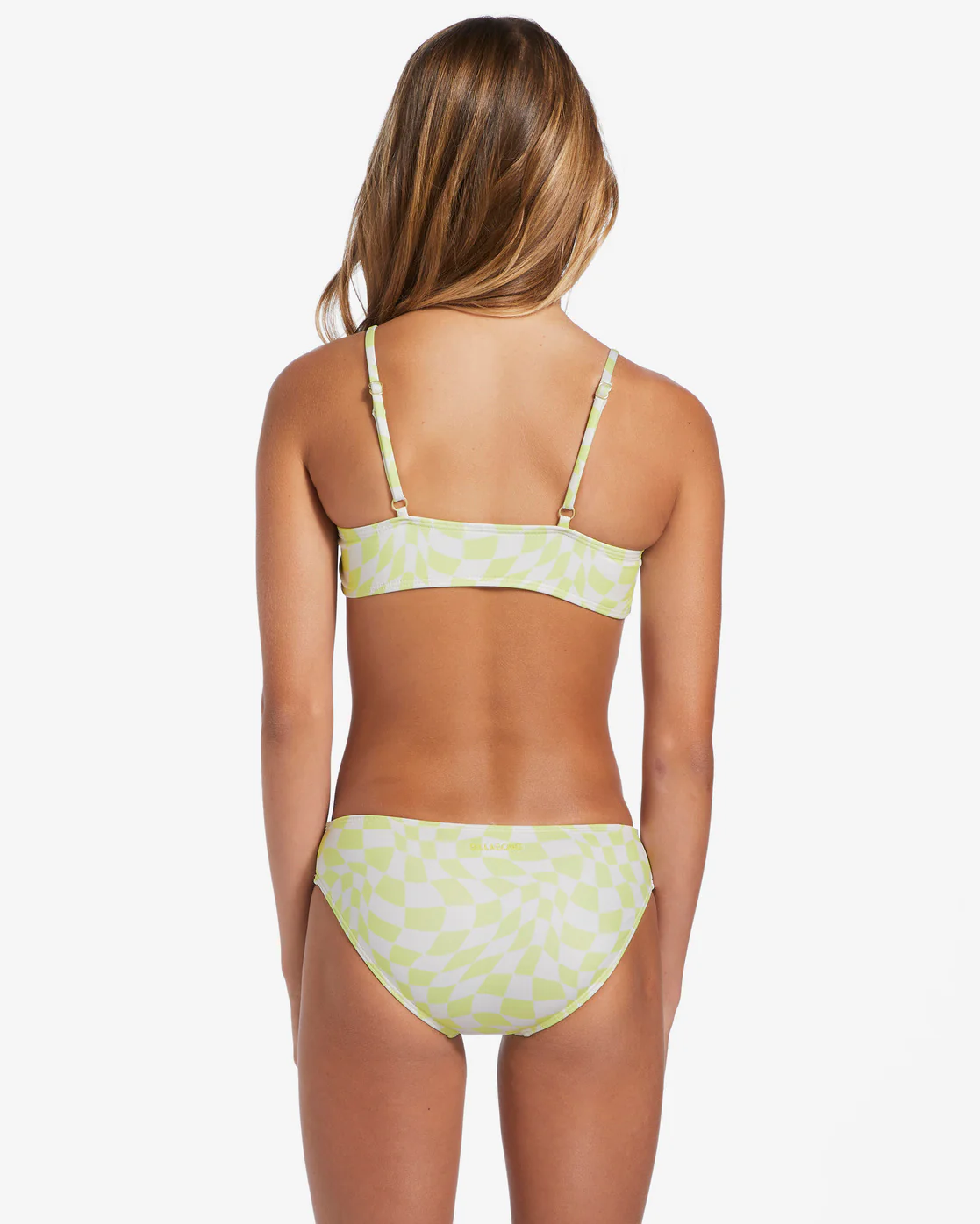 Billabong Girls Daydream Check Two Piece Tankini Set - Light Lime -Biliabong Outlet