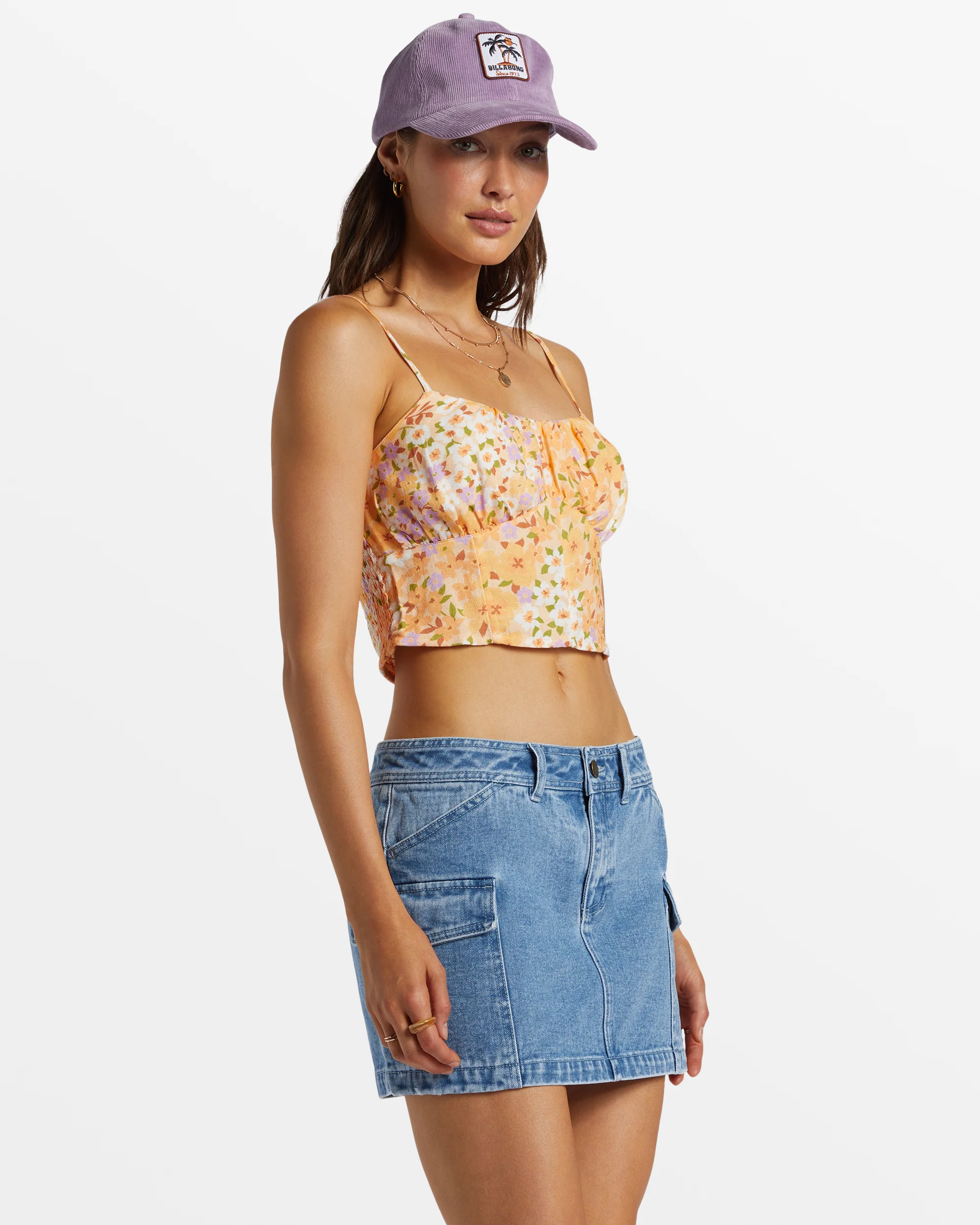 Billabong So Simple Cropped Cami Top - Peach Whip -Biliabong Outlet