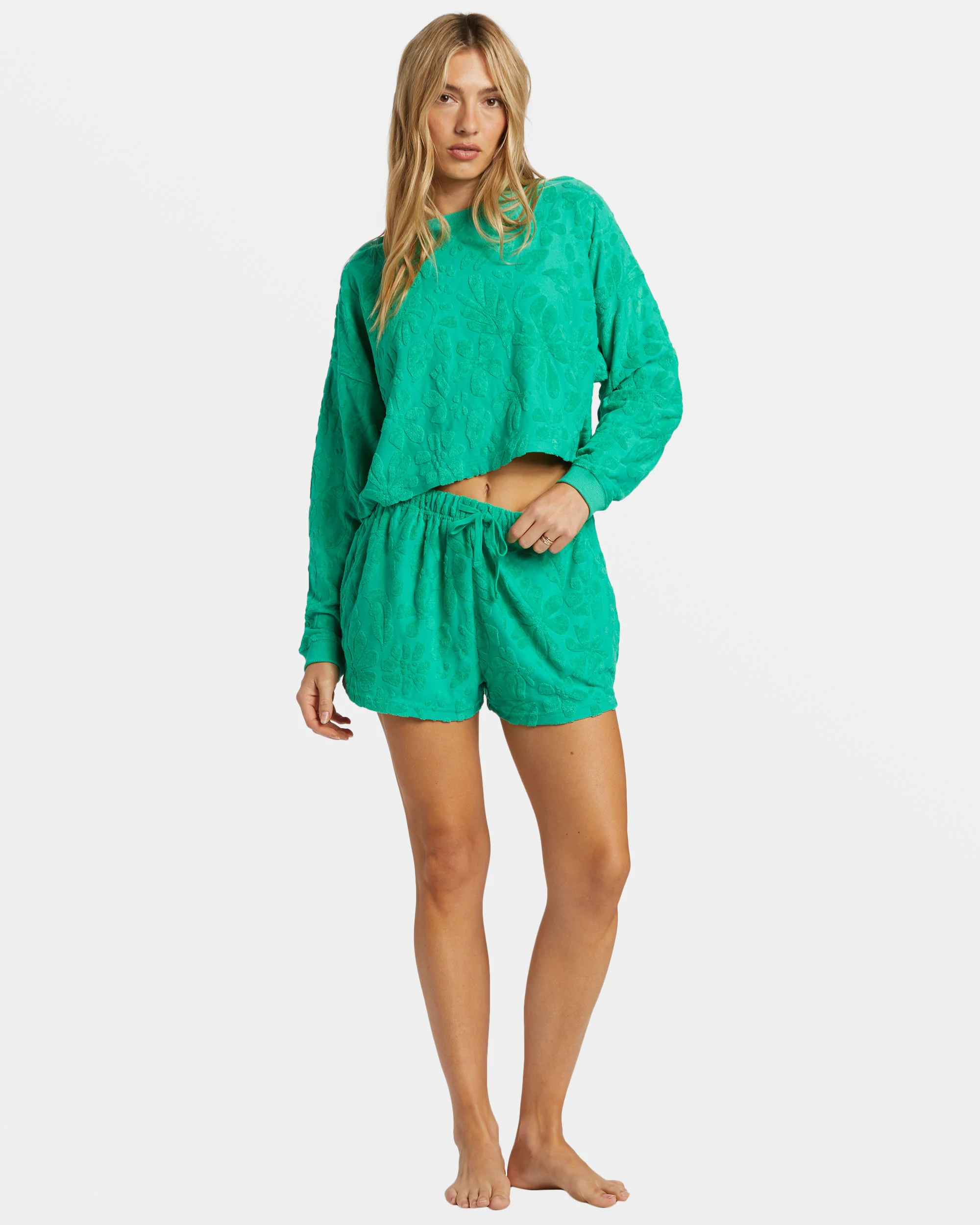 Billabong Loosen Up Crew Neck Sweatshirt - Tropical Green -Biliabong Outlet