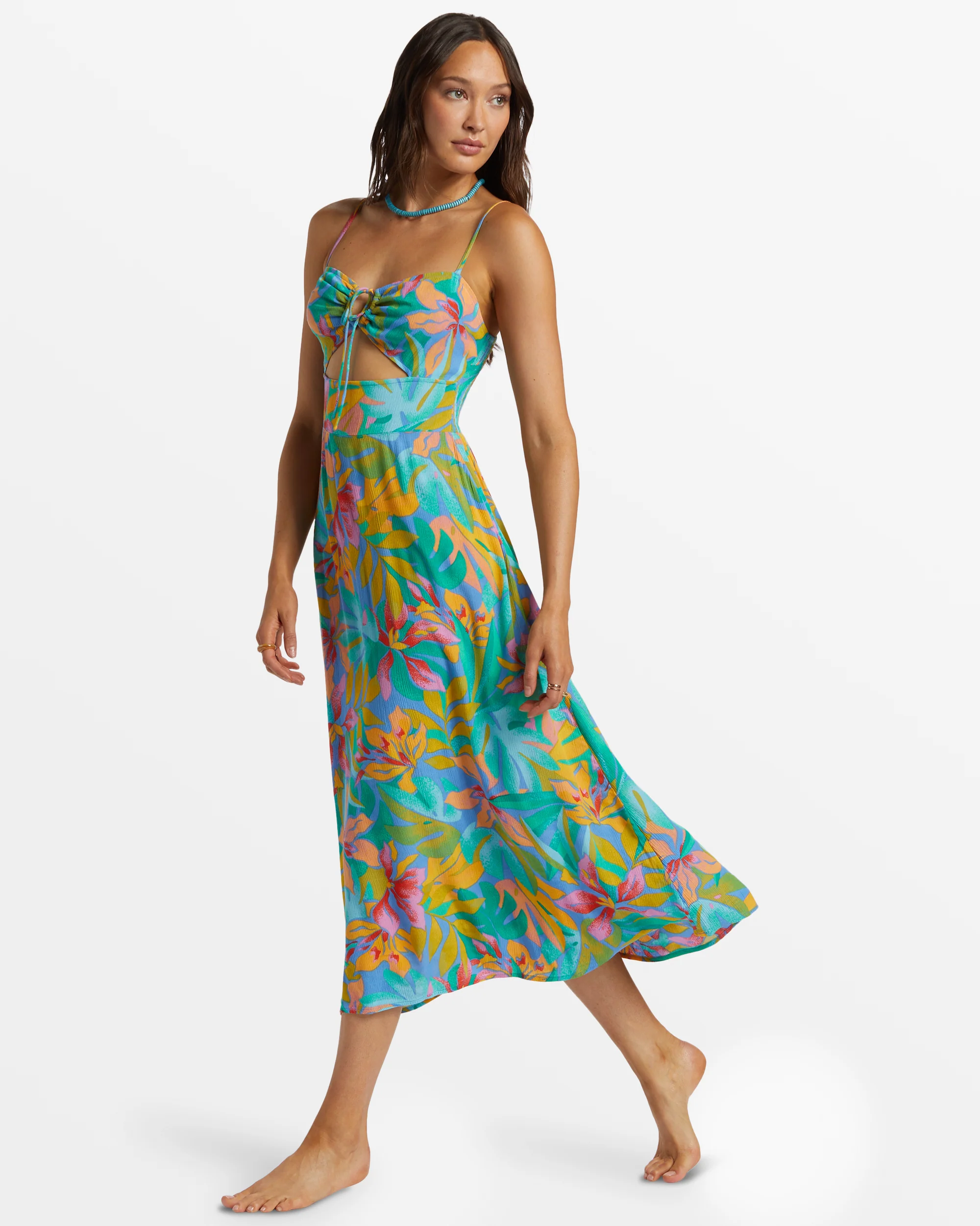 Billabong Red Hot Cut-Out Midi Dress - Marina -Biliabong Outlet