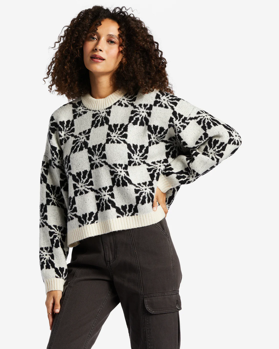 Billabong Beyond Basic V-Neck Sweater - Black Sands -Biliabong Outlet