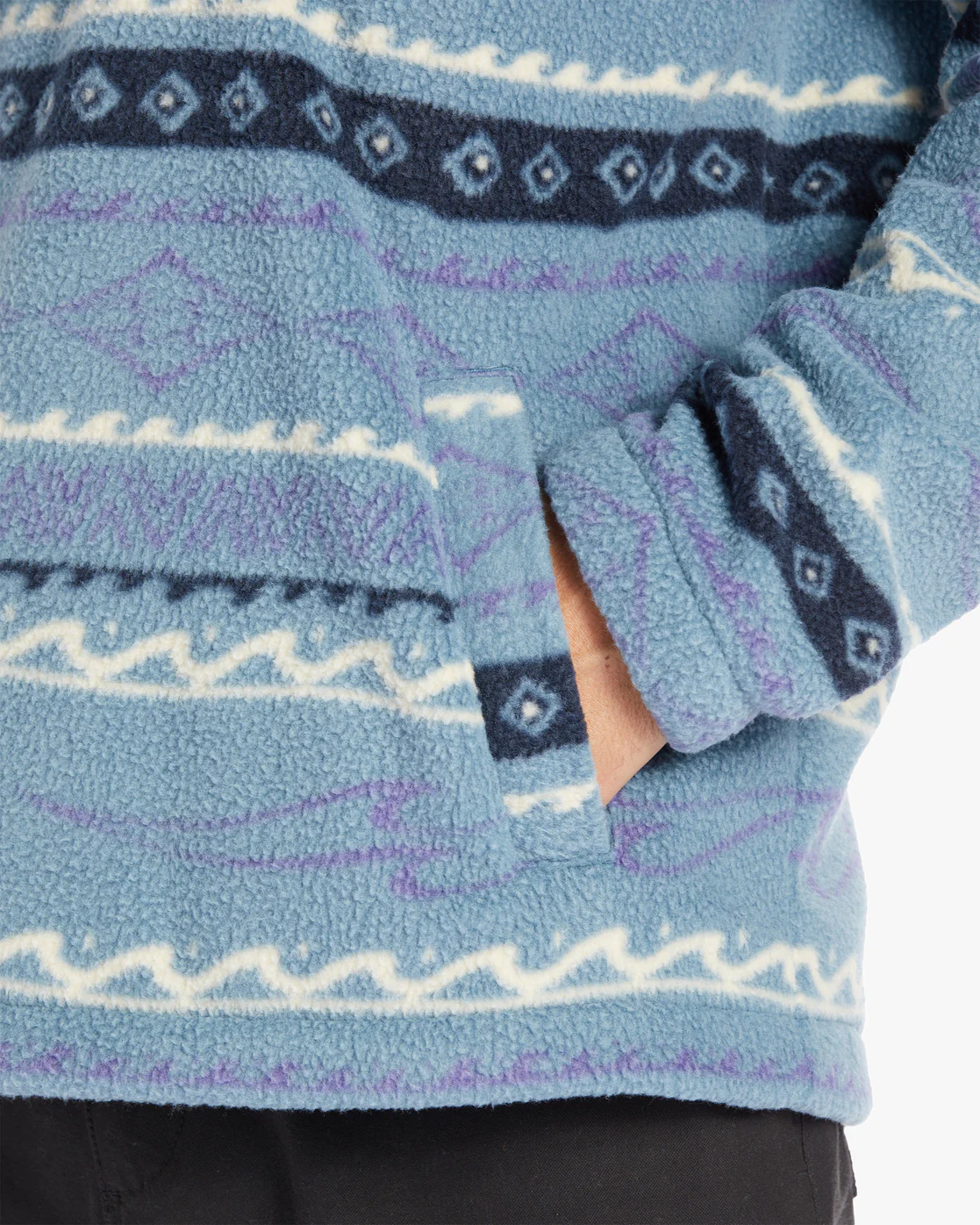 Billabong Boundary Half-Zip Mock Neck Fleece - Washed Blue -Biliabong Outlet