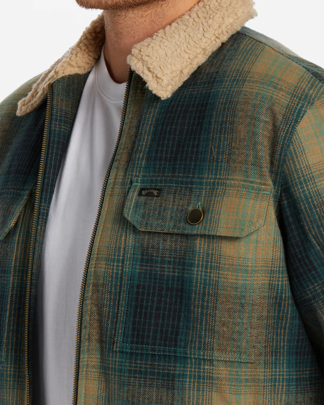 Billabong Barlow Sherpa Lined Jacket - Dark Forest -Biliabong Outlet