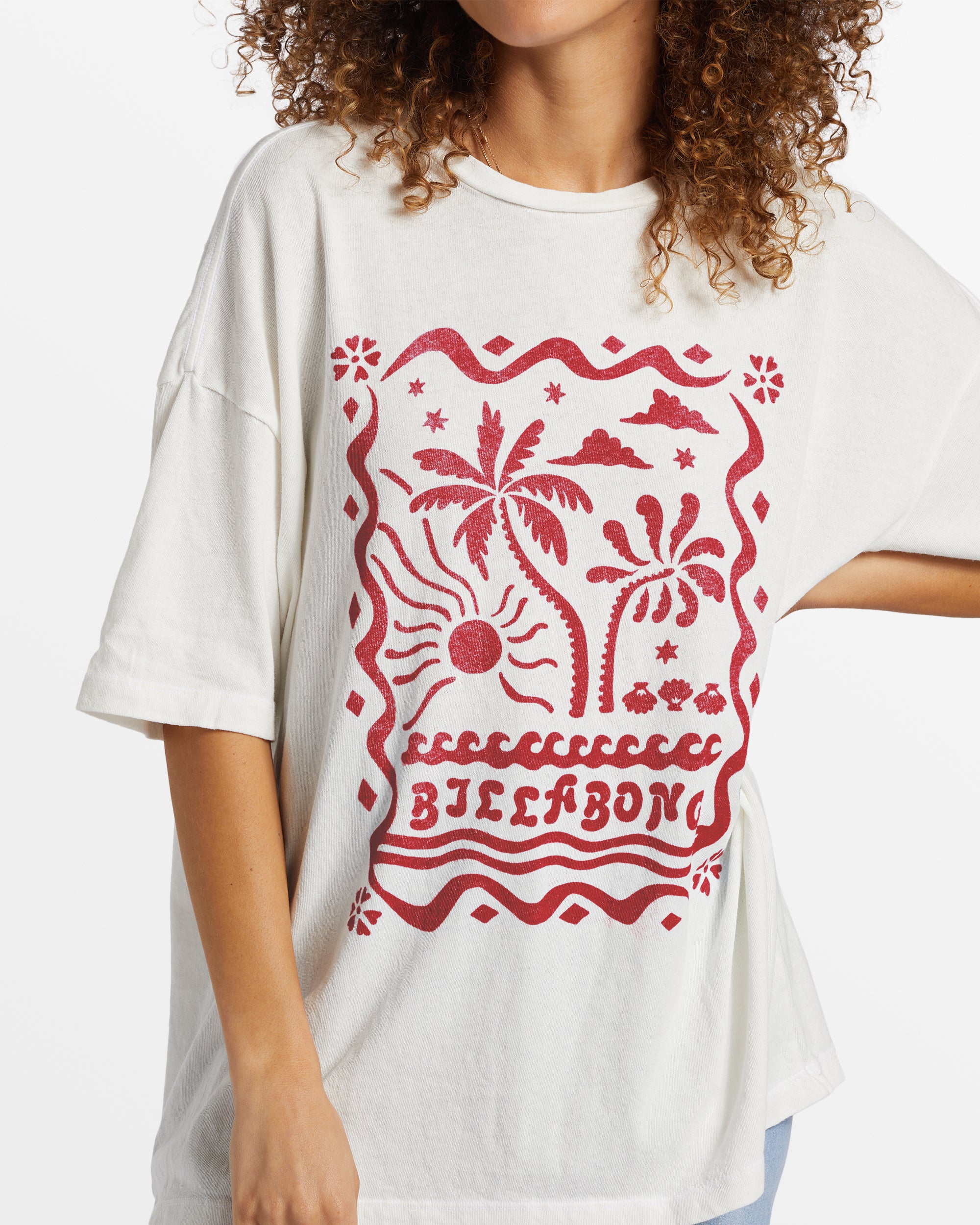 Billabong Coastal Tides Oversized T-Shirt - Salt Crystal -Biliabong Outlet