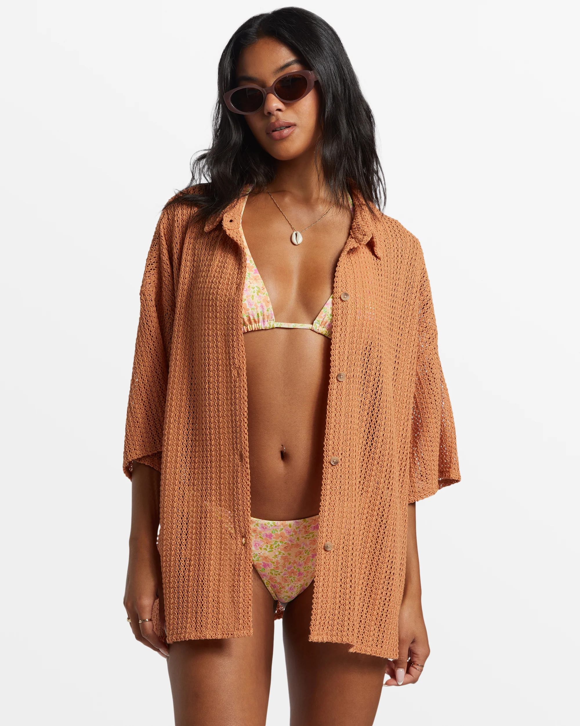 Billabong Largo Overshirt Cover Up - Toffee -Biliabong Outlet