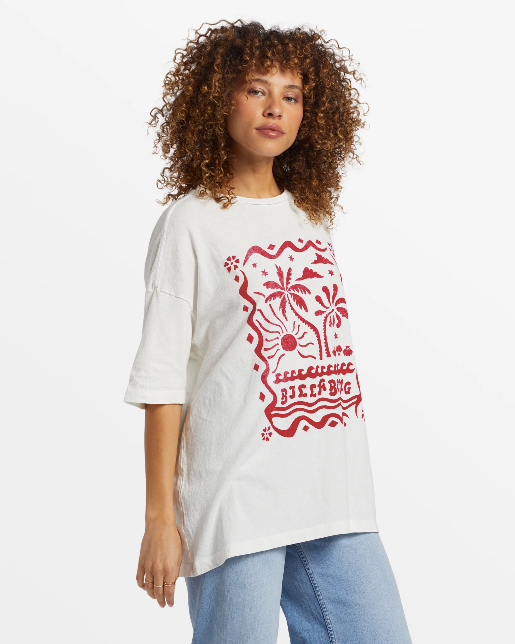 Billabong Coastal Tides Oversized T-Shirt - Salt Crystal -Biliabong Outlet