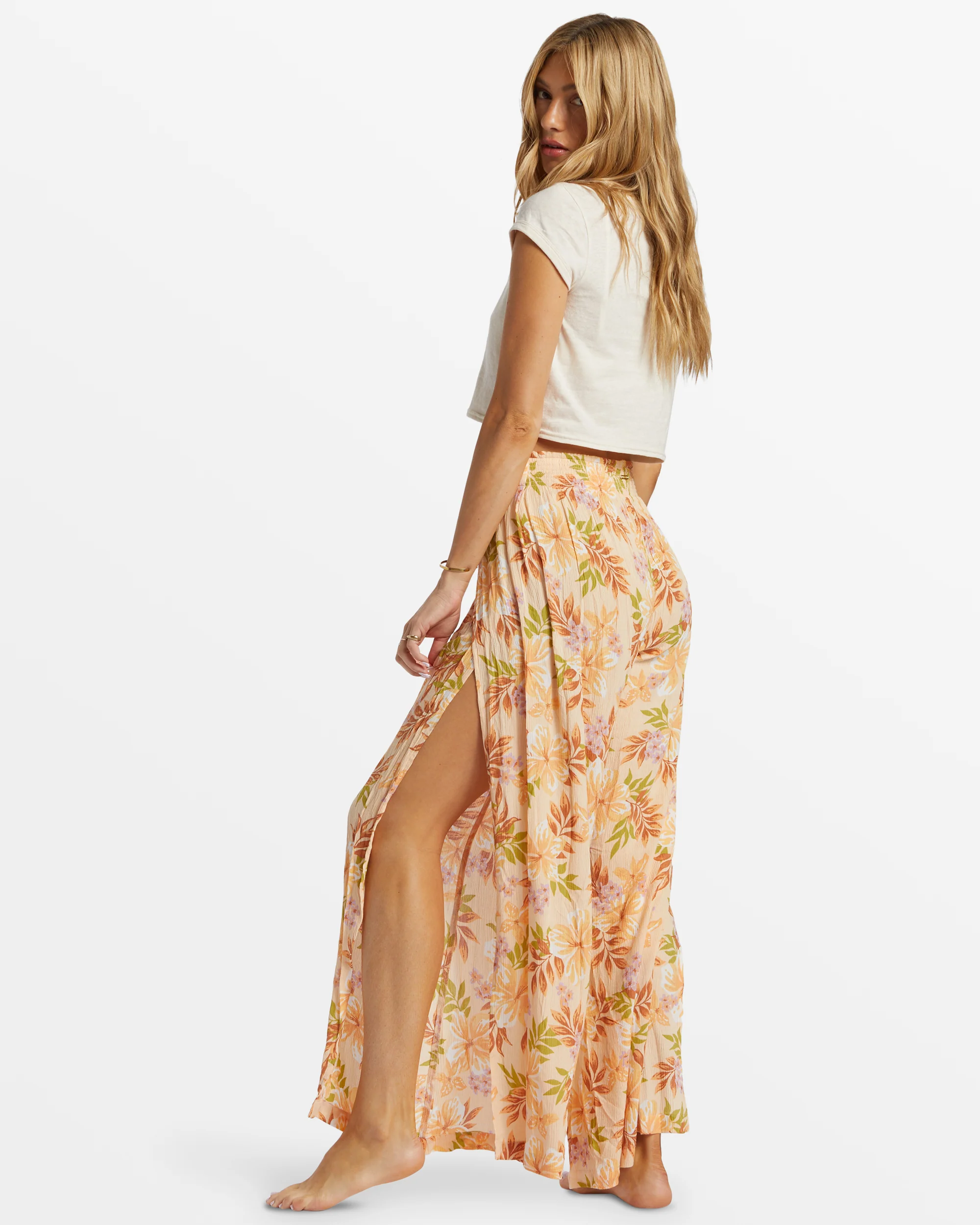 Billabong Split Spirit Floral Pants - Peach Whip -Biliabong Outlet