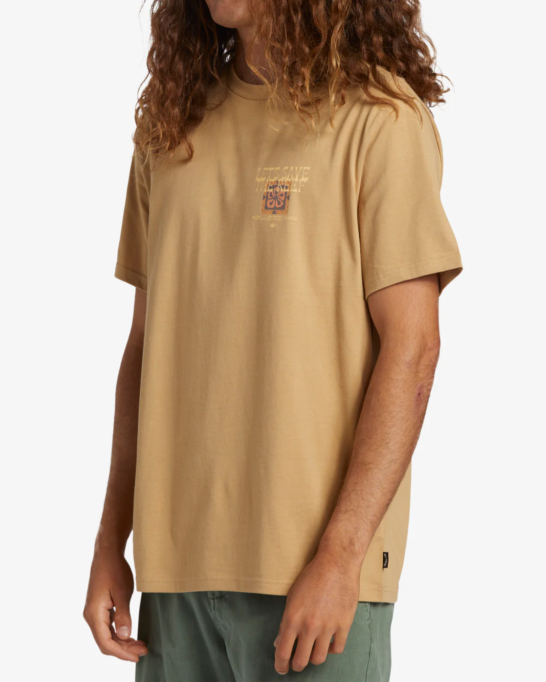 Billabong Coral Gardeners Tiki Reef Short Sleeve T-Shirt - Dusty Gold -Biliabong Outlet