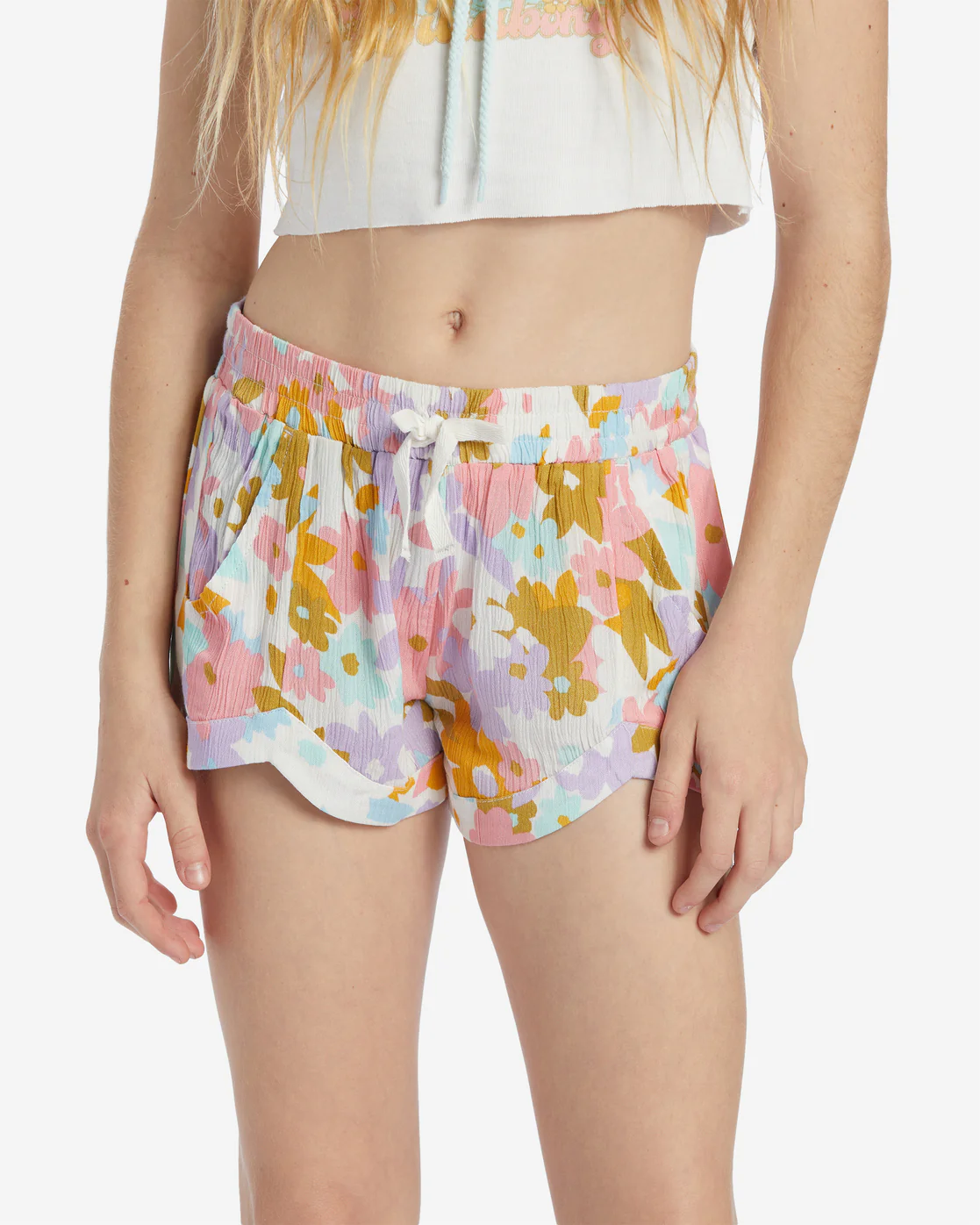 Billabong Mad For You Elastic Waist Shorts - Peaceful Lilac -Biliabong Outlet