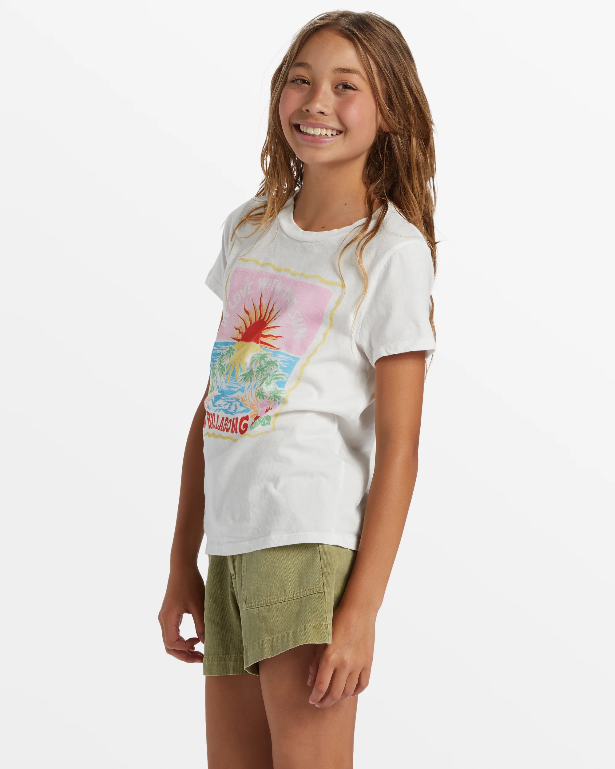 Billabong Girl's Sunshine Love T-Shirt - Salt Crystal -Biliabong Outlet