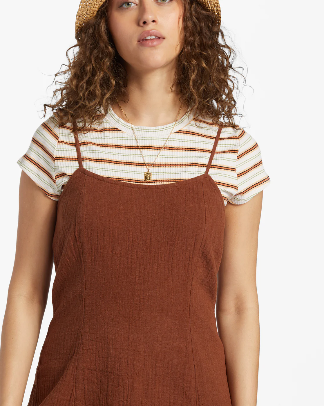 Billabong Stay Awhile Mini Dress - Toasted Coconut -Biliabong Outlet