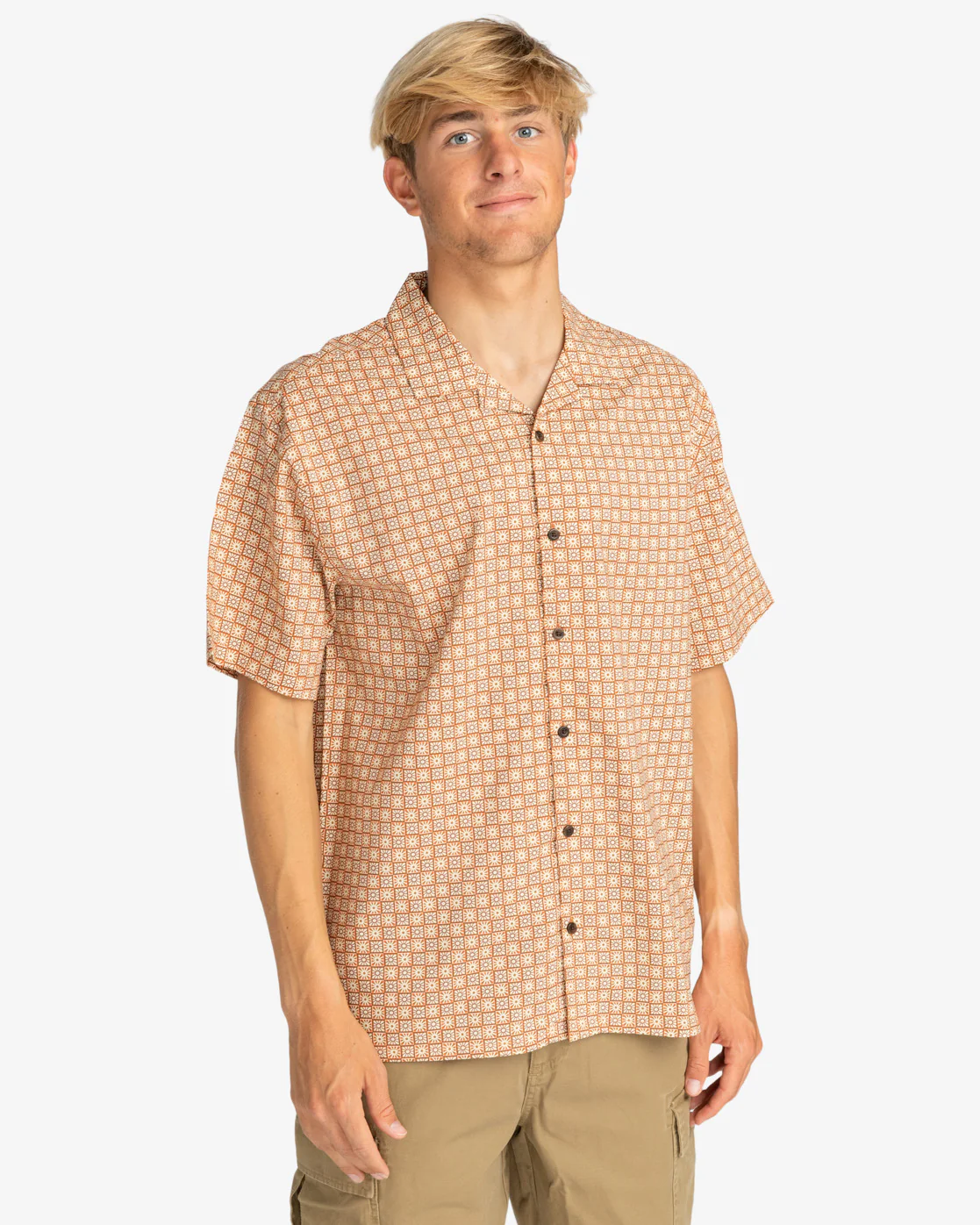 Billabong Sundays Vacay Short Sleeve Woven Shirt - Mustard -Biliabong Outlet