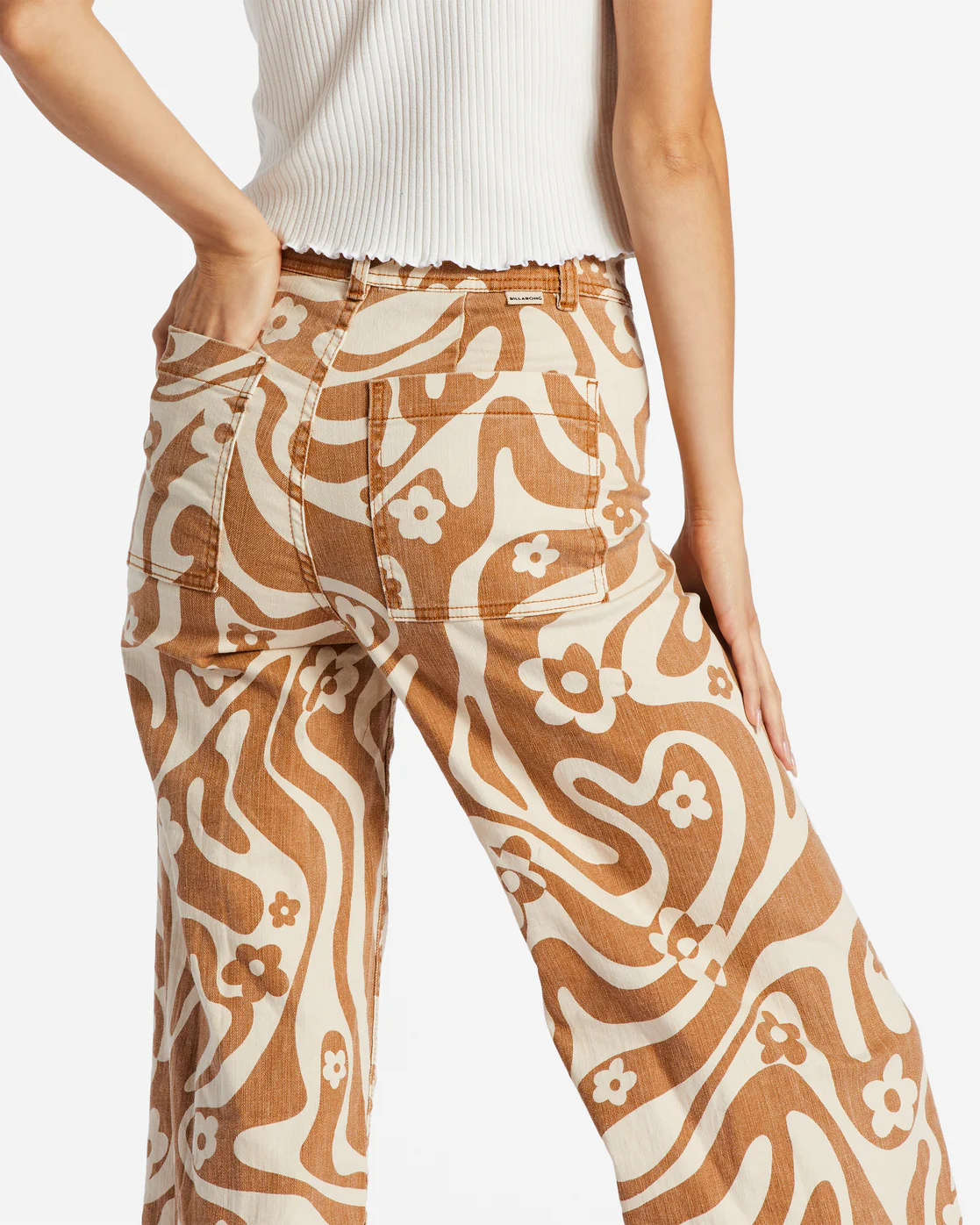 Billabong Free Fall Print Wide Leg Pants - Cider -Biliabong Outlet