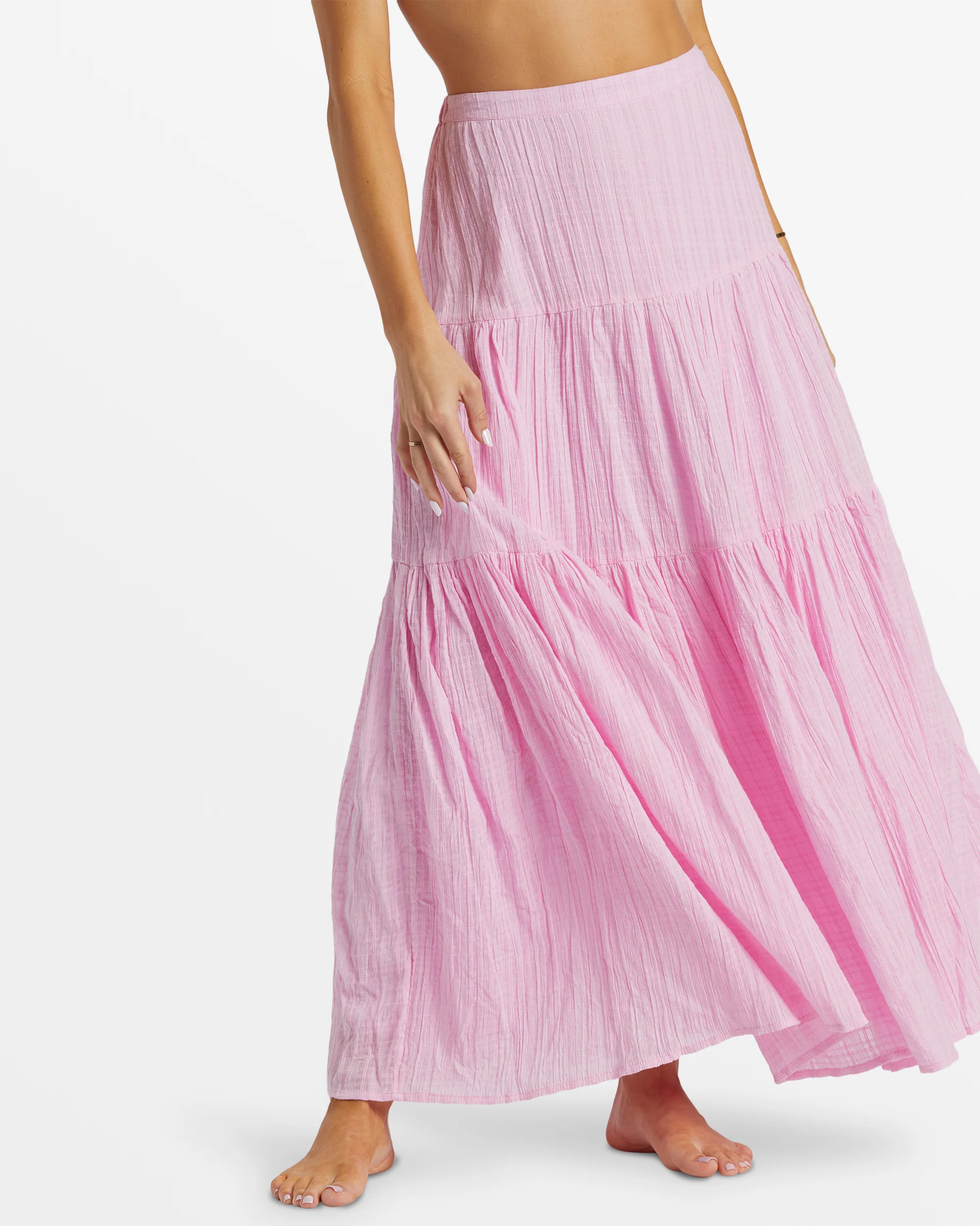 Billabong Sol Tiered Maxi Skirt - Pink Dream -Biliabong Outlet