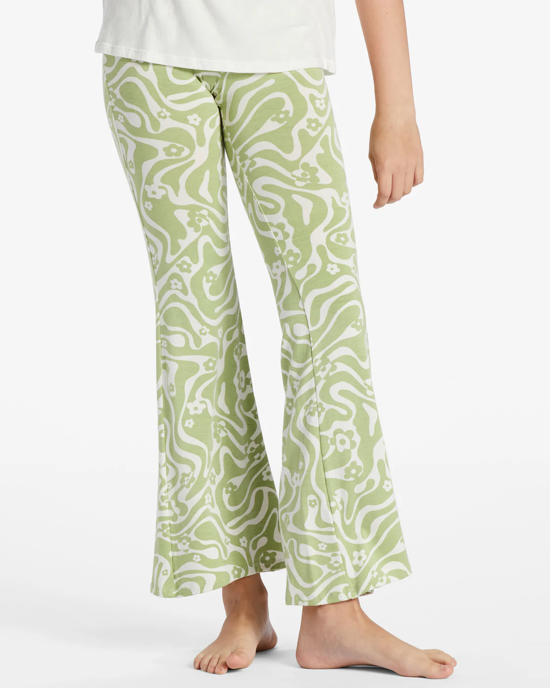 Billabong Tell Me Elastic Waist Flared Pants - Willow -Biliabong Outlet