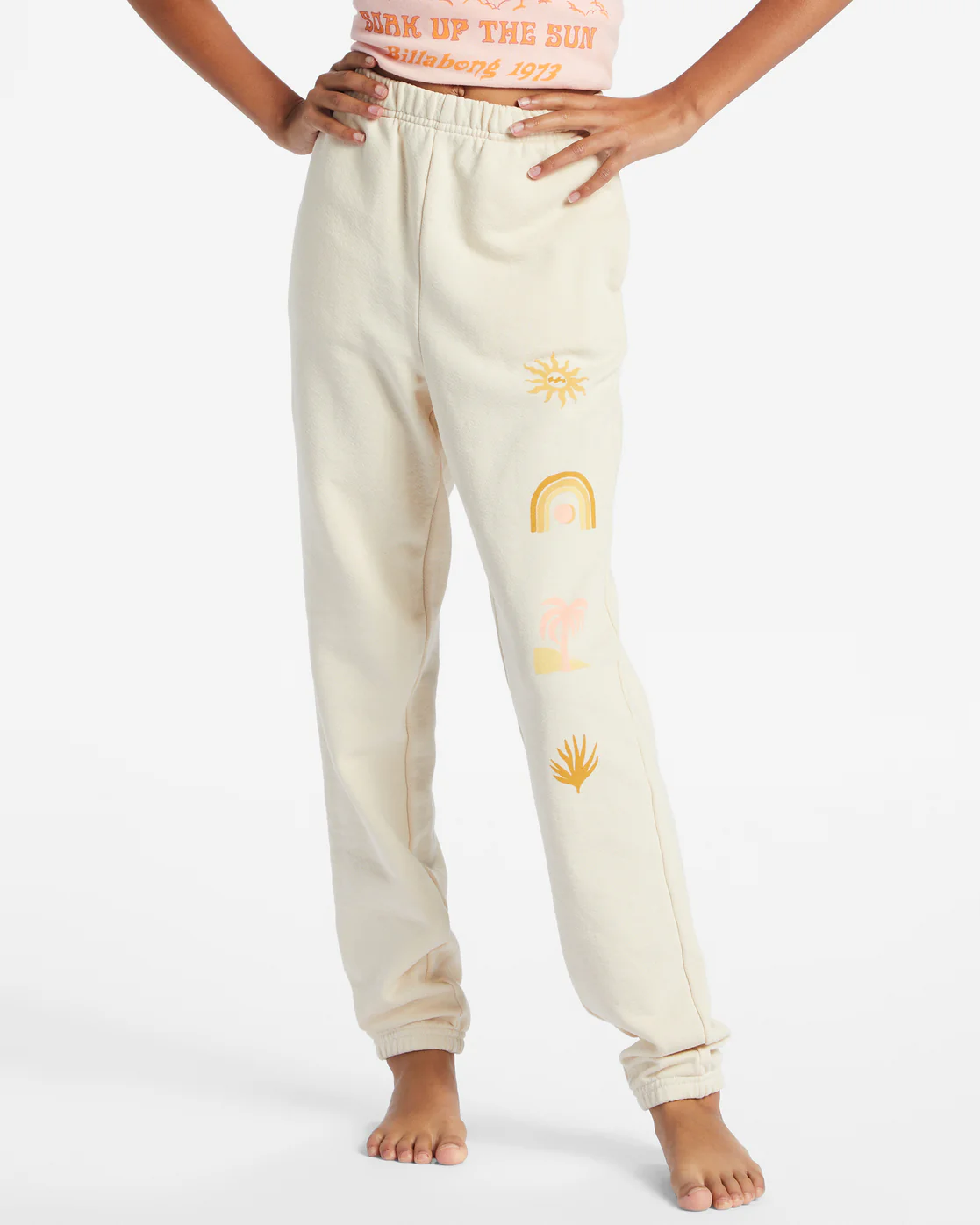 Billabong Girls Making Waves High-Waist Sweatpants - White Cap -Biliabong Outlet