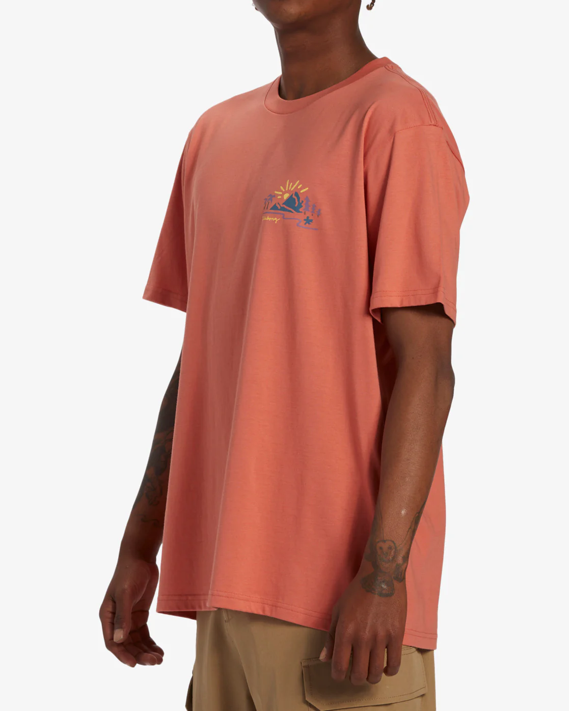 Billabong Panorama Short Sleeve T-Shirt - Coral -Biliabong Outlet
